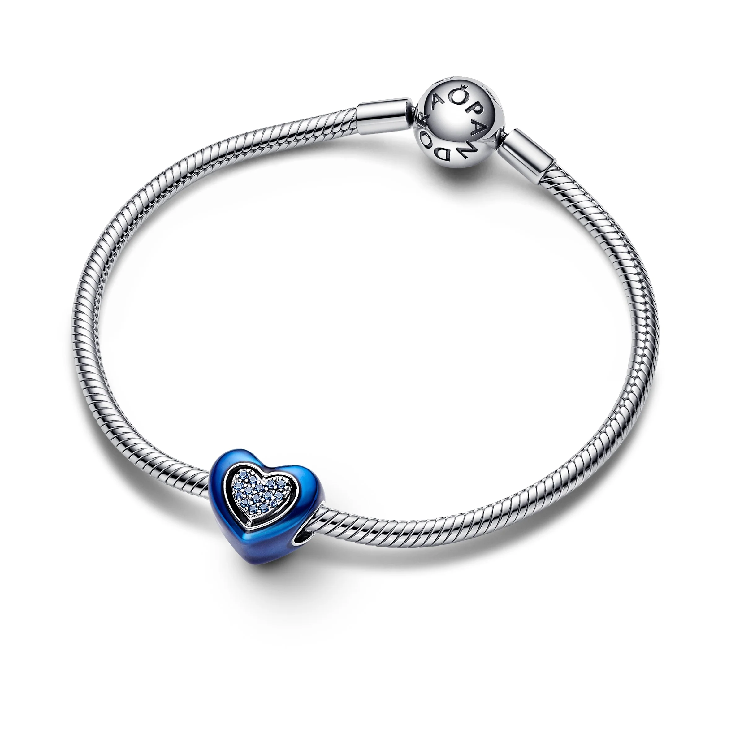 Spinning Heart Sterling Silver Charm With Night Blue Crystal And Transparent Blue Enamel - Image 4