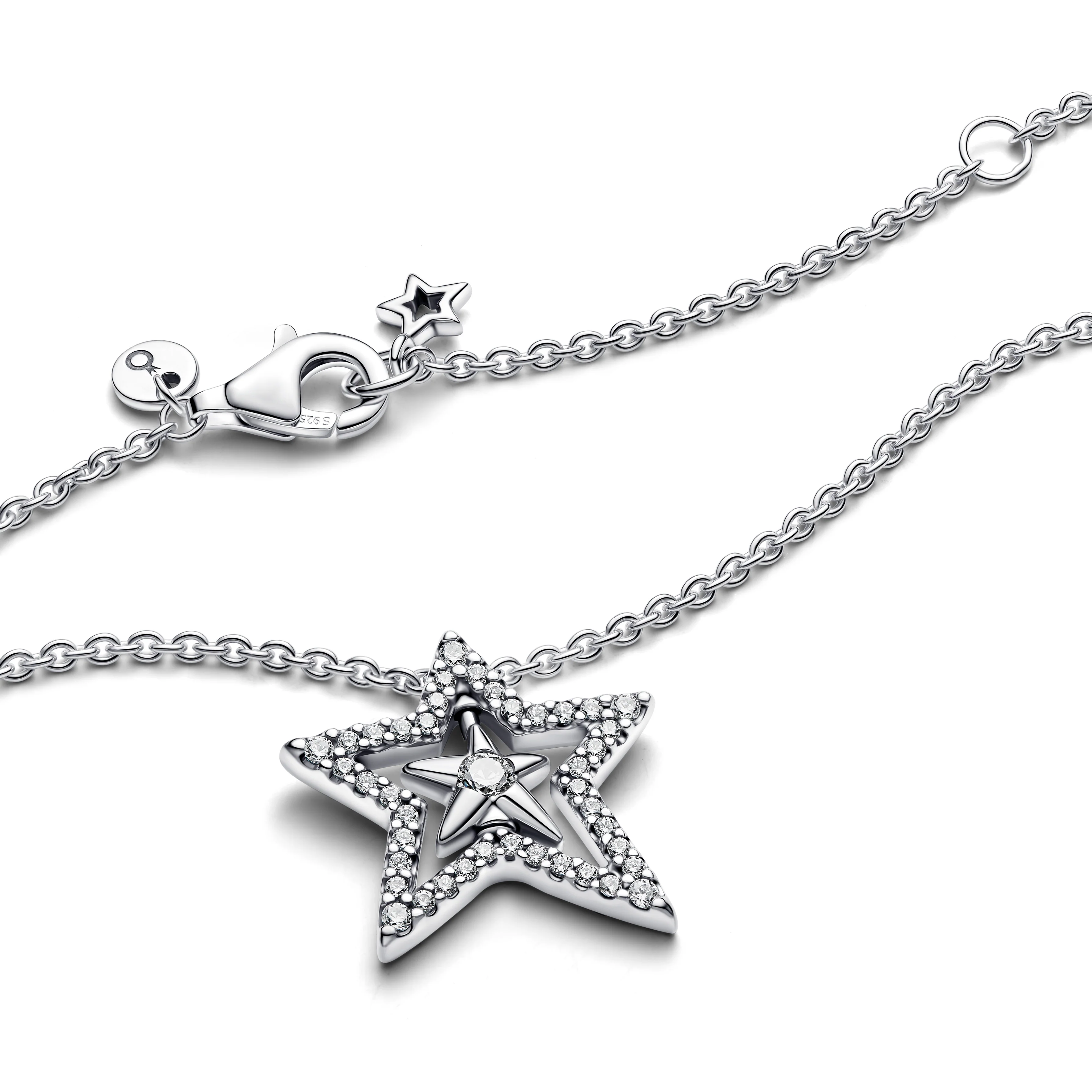 Spinning Star Sterling Silver Collier With Clear Cubic Zirconia - Image 6
