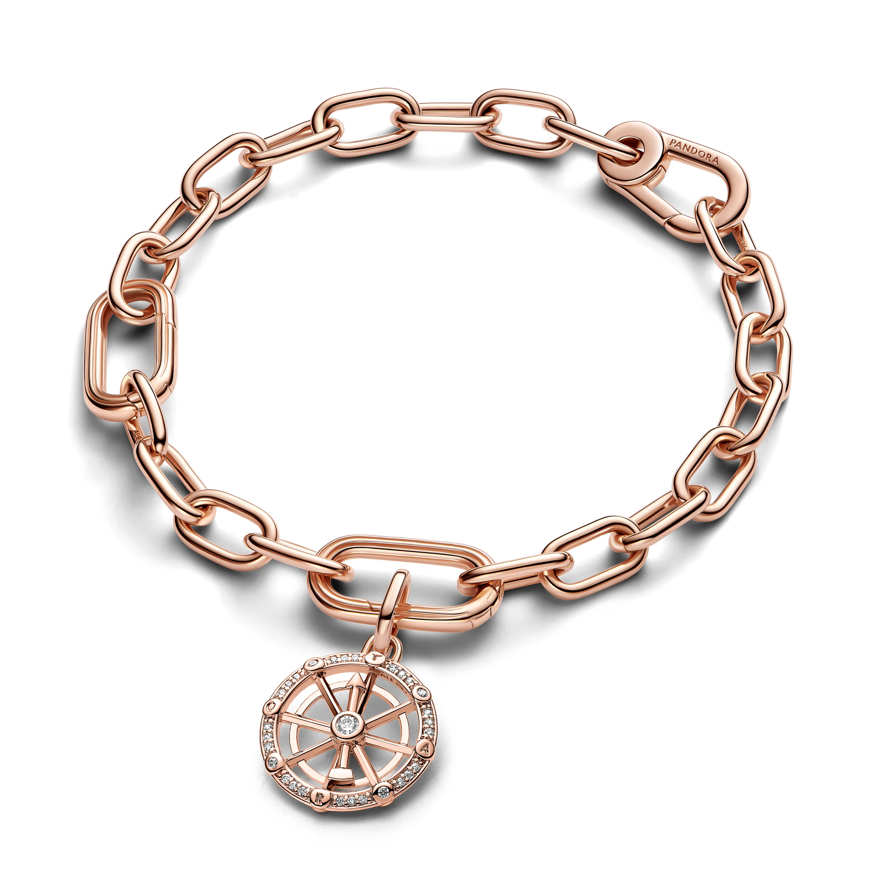 Spinning Wheel 14K Rose Gold-Plated Medallion With Clear Cubic Zirconia - Image 2