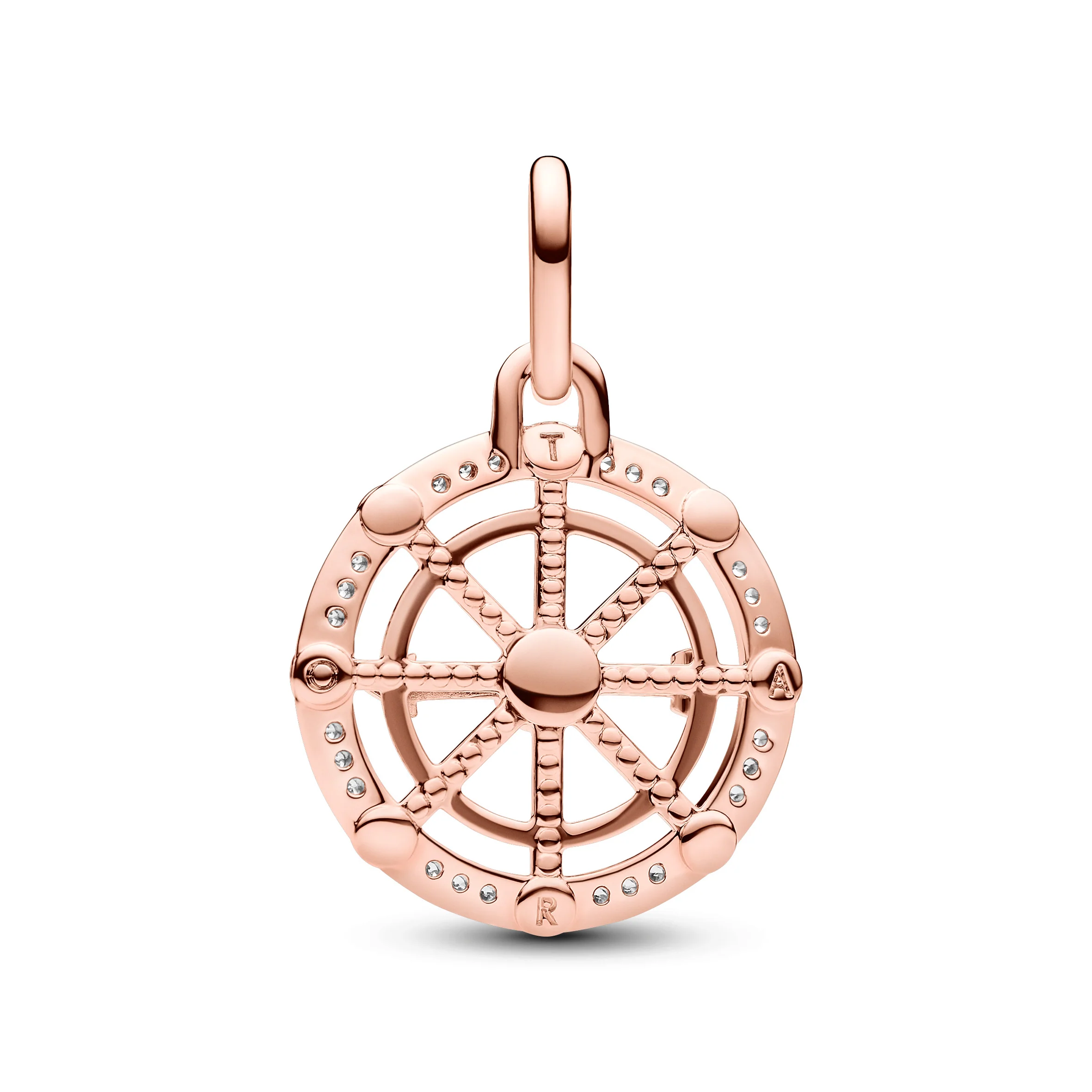 Spinning Wheel 14K Rose Gold-Plated Medallion With Clear Cubic Zirconia - Image 3