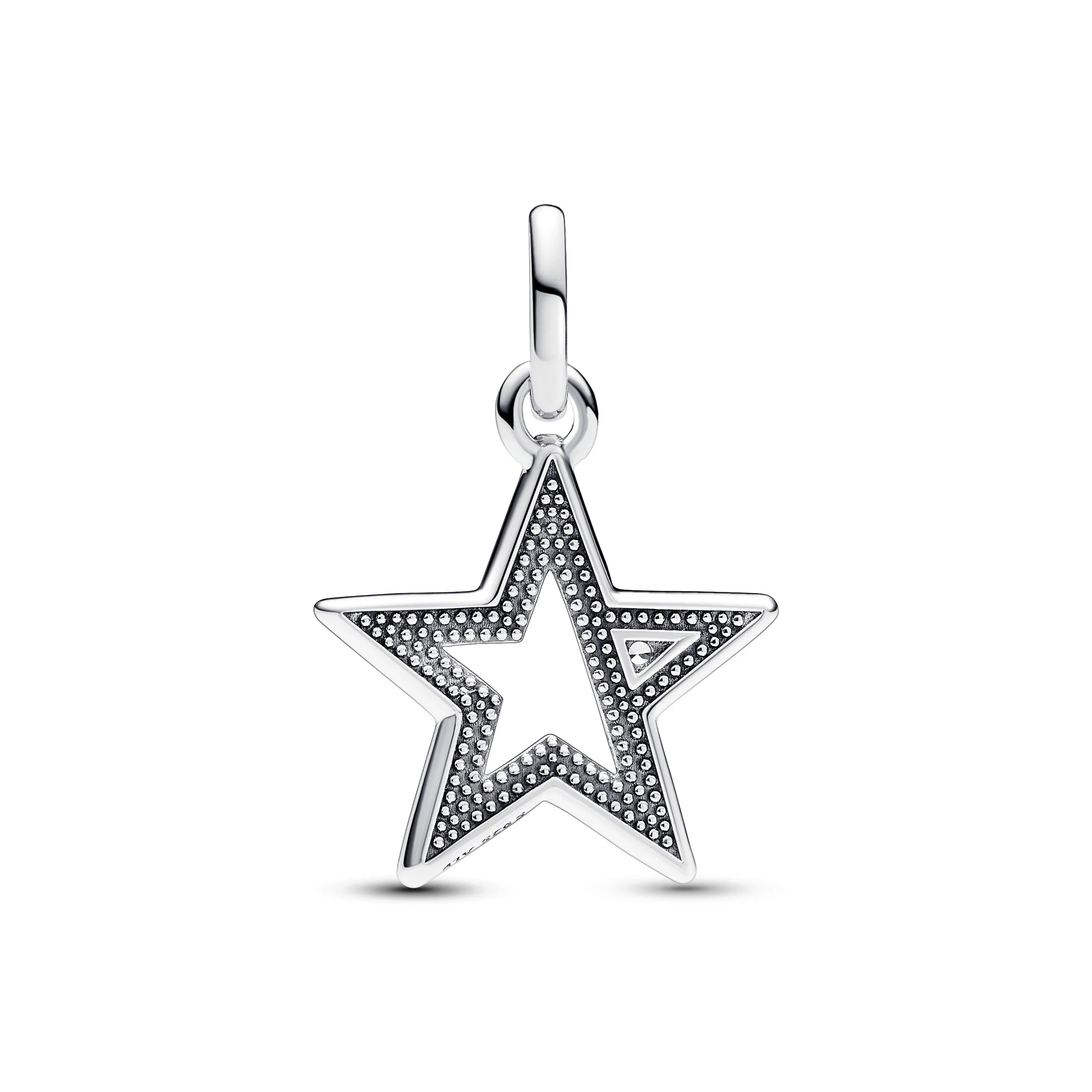 Star Sterling Silver Medallion With Clear Cubic Zirconia - Image 3