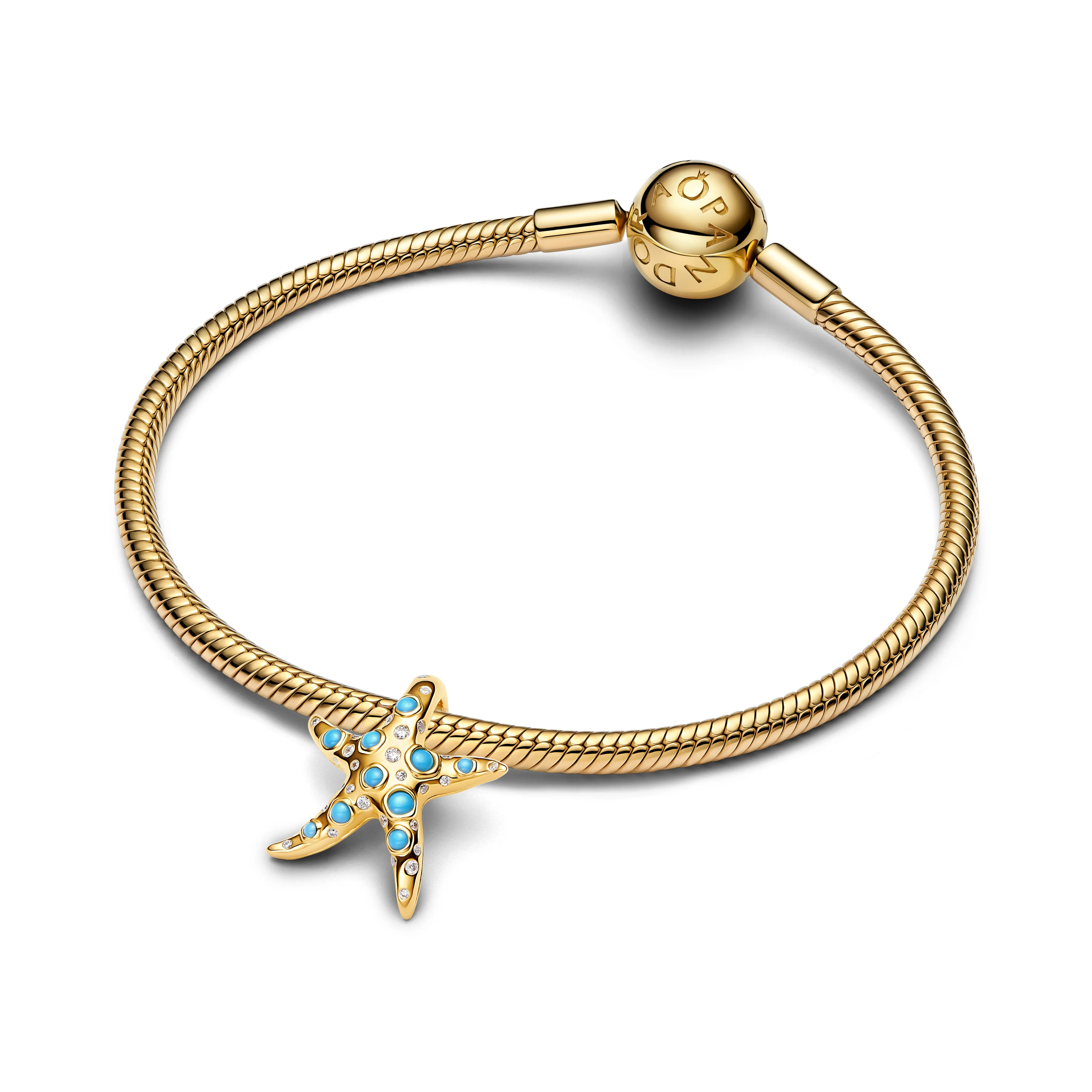 Starfish 14K Gold-Plated Dangle With Clear Cubic Zirconia And Capri Blue Crystal - Image 3