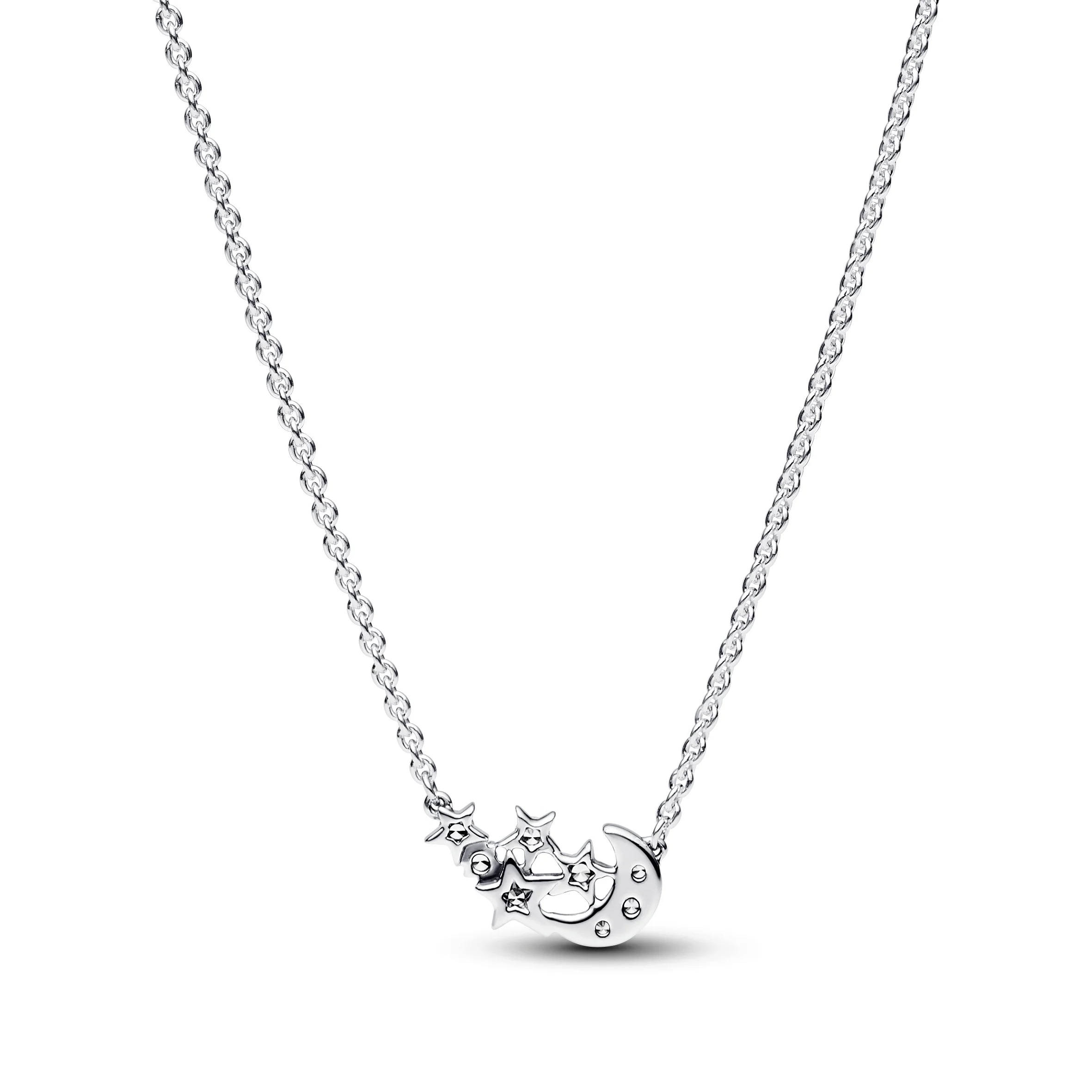 Stars And Moon Sterling Silver Collier With Clear Cubic Zirconia - Image 4