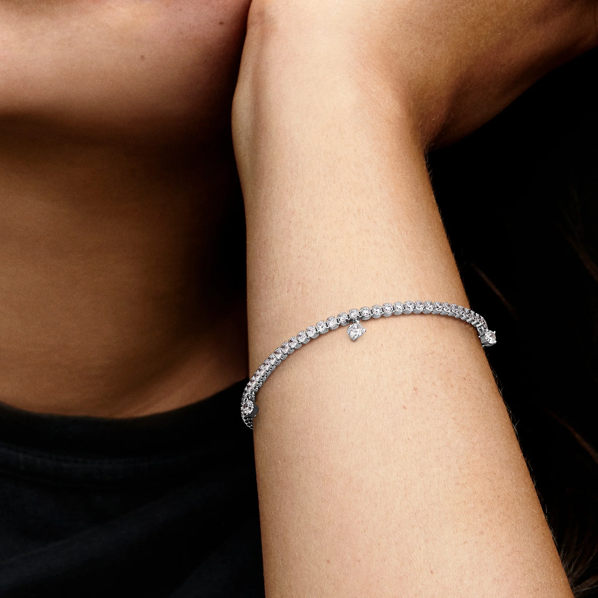 Sterling Silver Bracelet With Clear Cubic Zirconia - Image 2