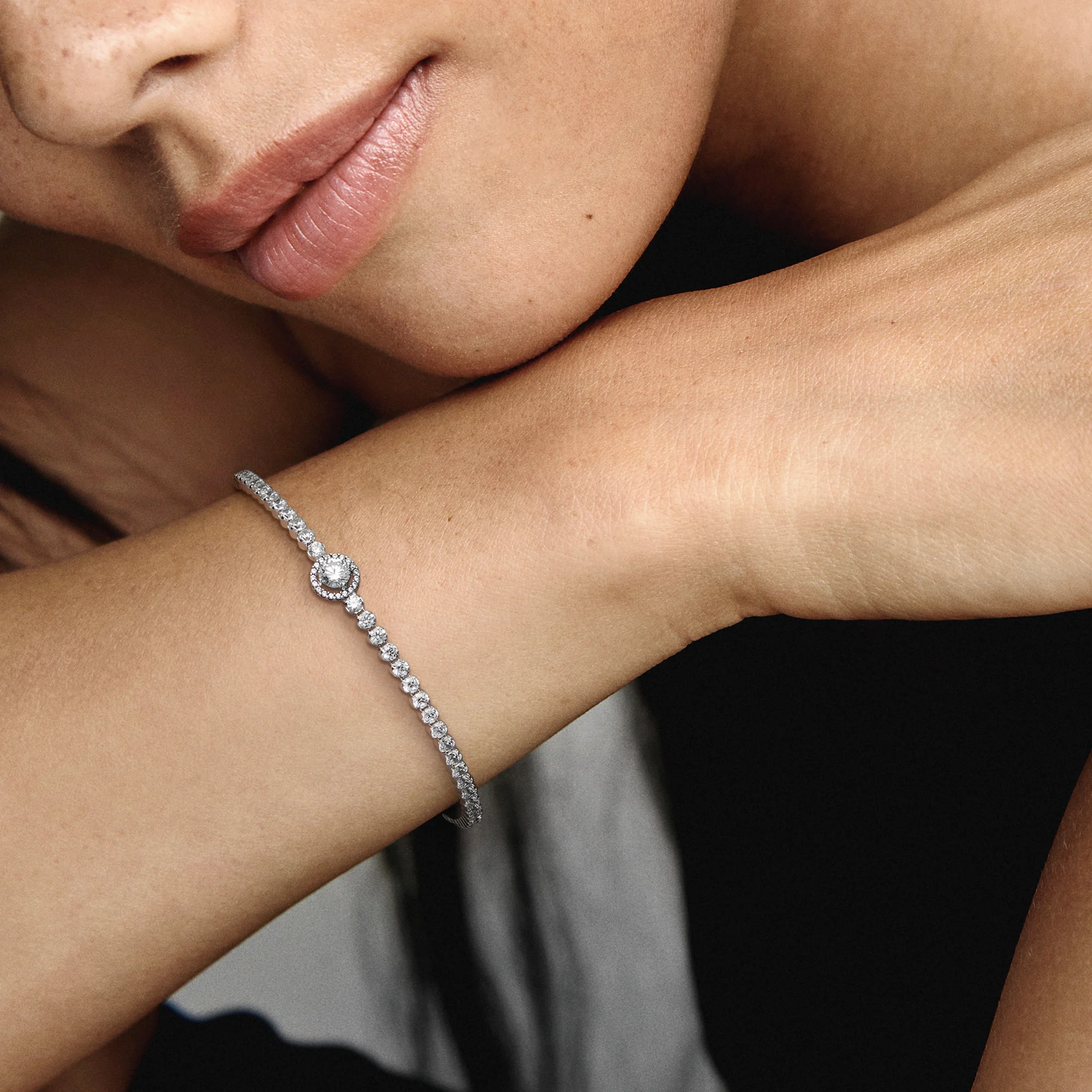 Sterling Silver Bracelet With Clear Cubic Zirconia - Image 3