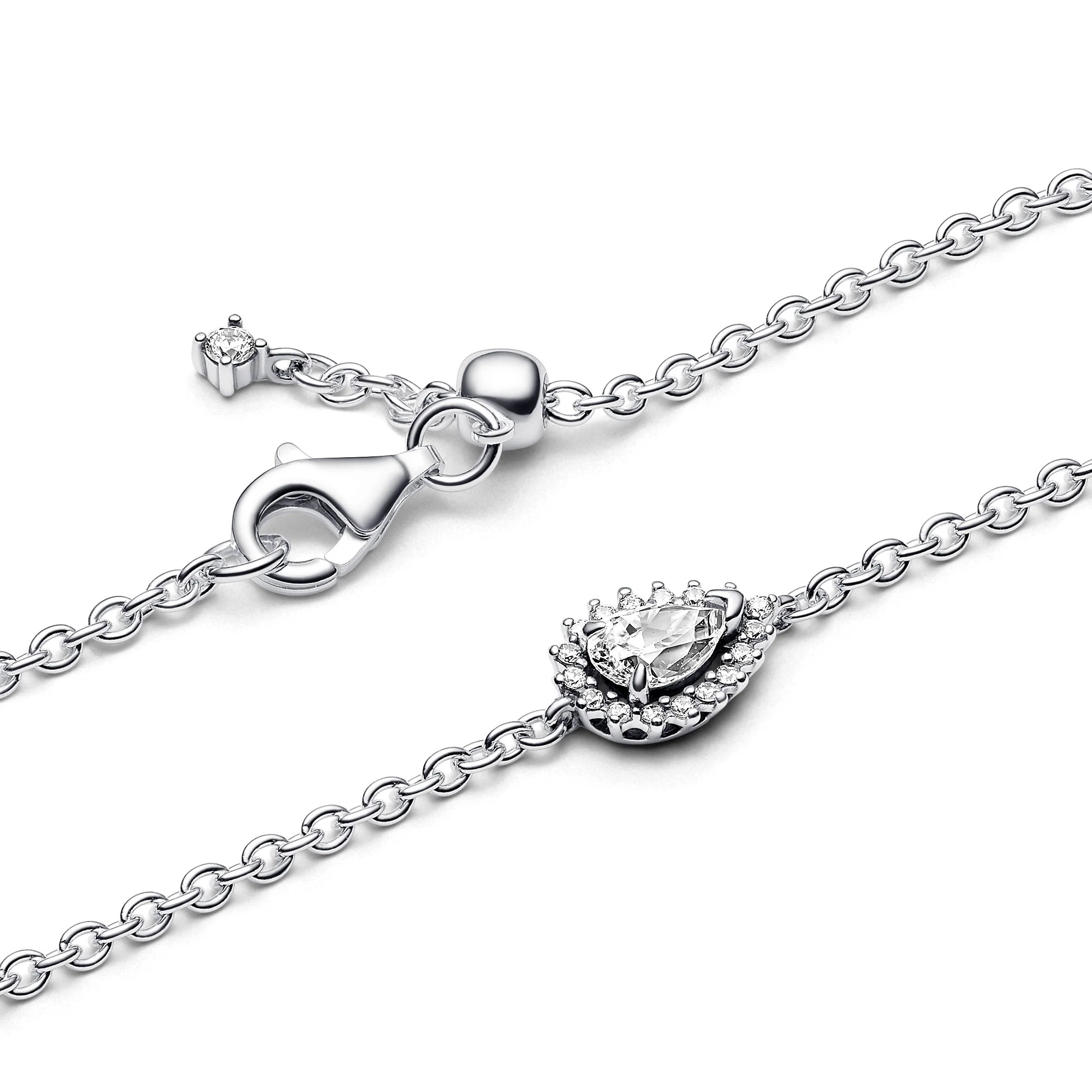 Sterling Silver Bracelet With Clear Cubic Zirconia And Sliding Clasp - Image 4