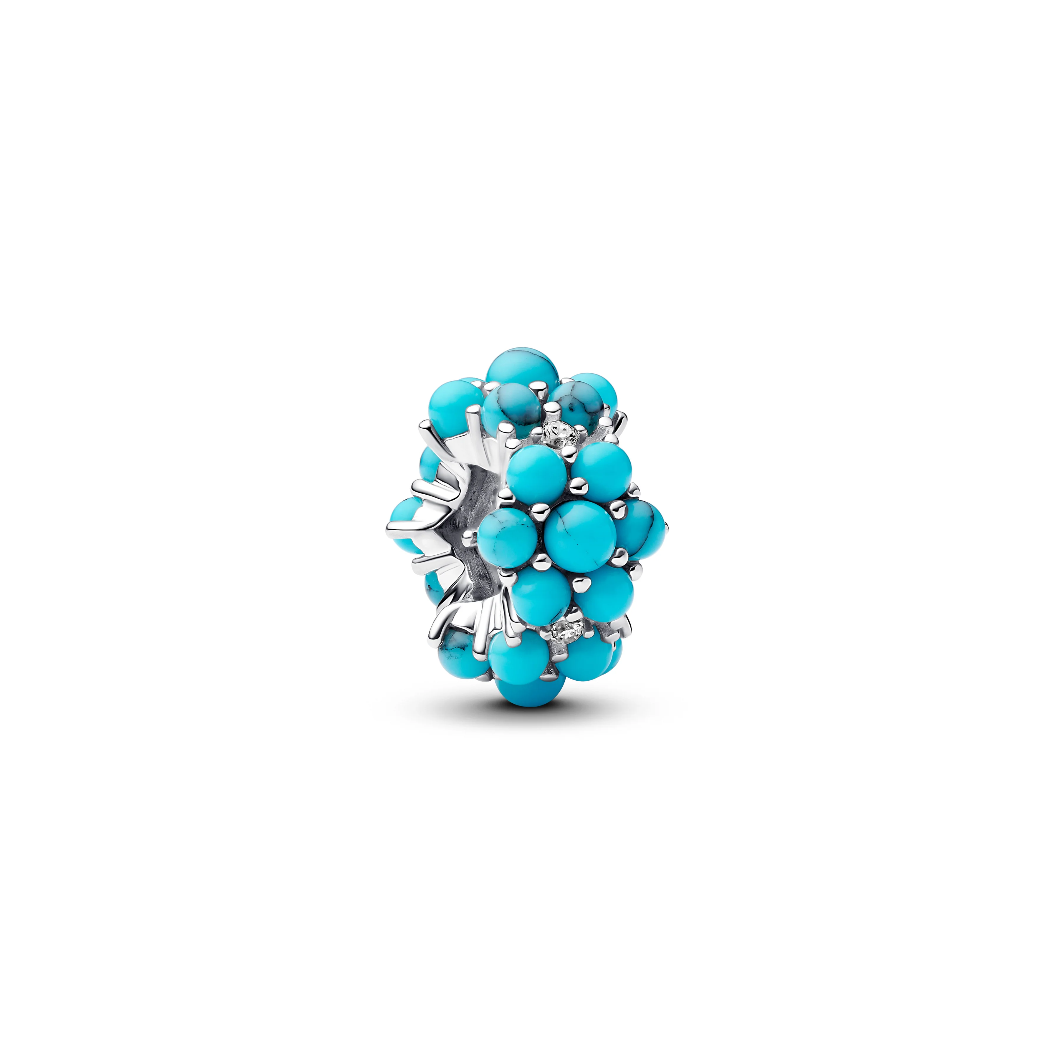 Sterling Silver Charm With Clear Cubic Zirconia And Imitation Turquoise - Image 3