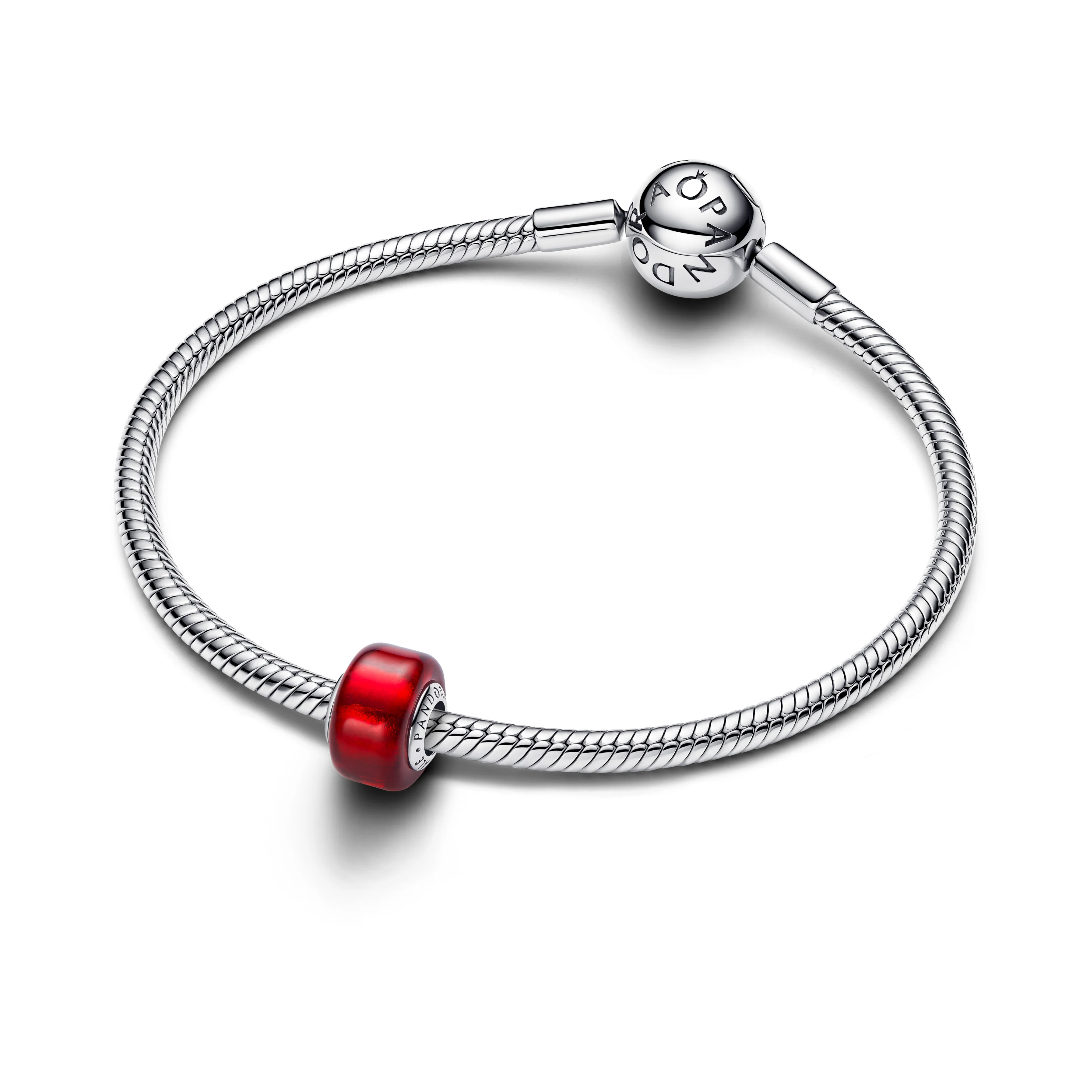 Sterling Silver Charm With Red Murano Glass And Gold Foil - Image 2
