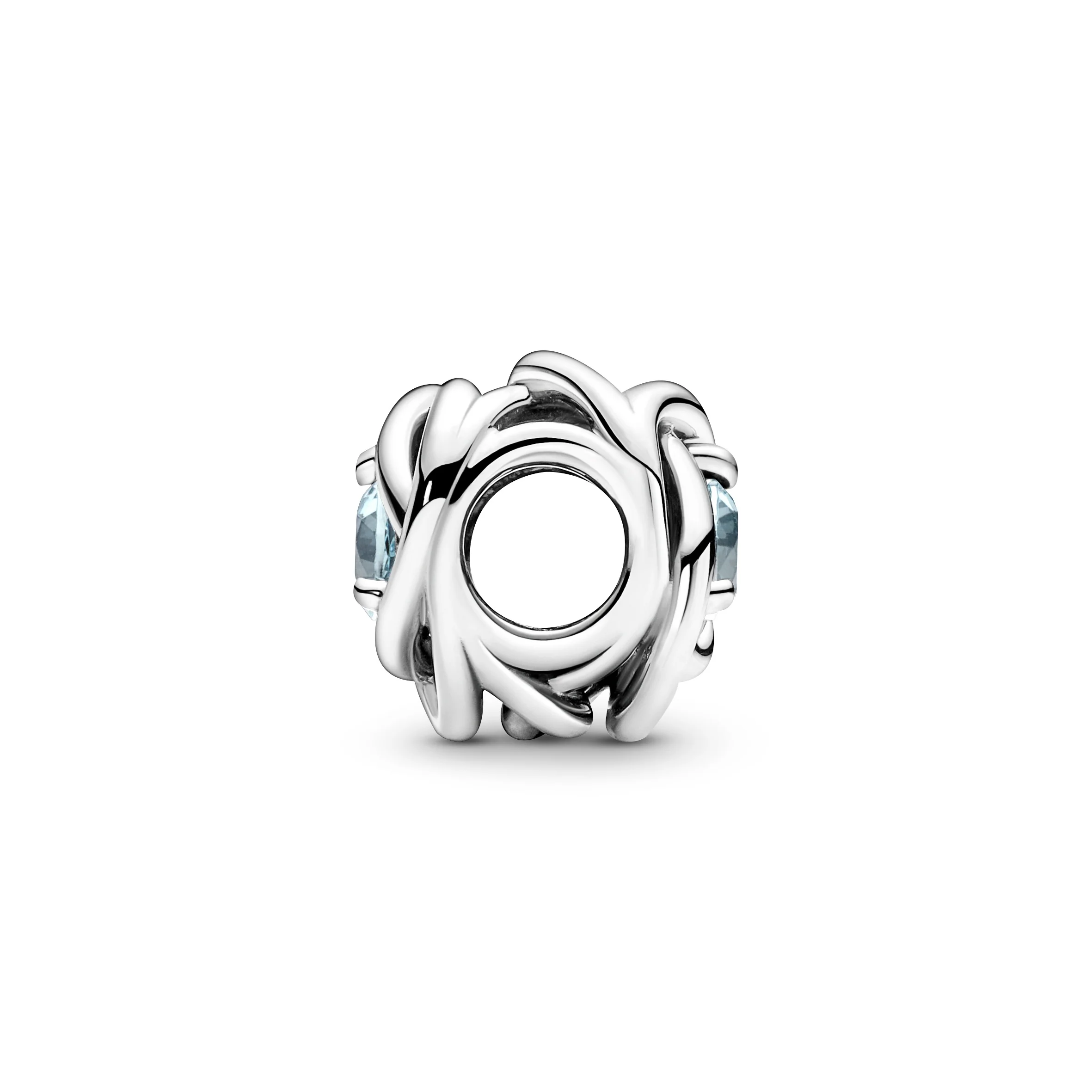 Sterling Silver Charm With Sea Aqua Blue Crystal - Image 4