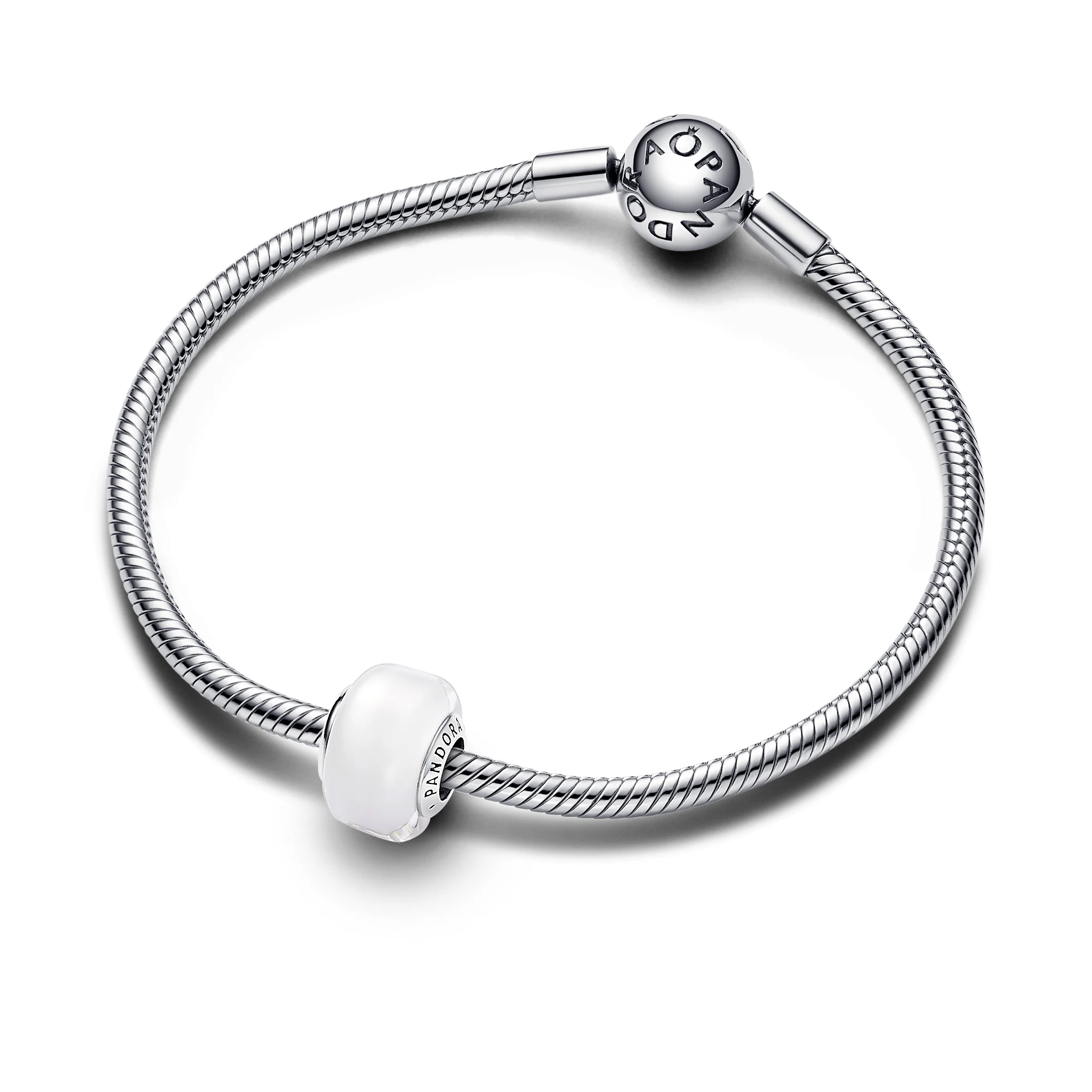 Sterling Silver Charm With White Murano Glass - Image 4