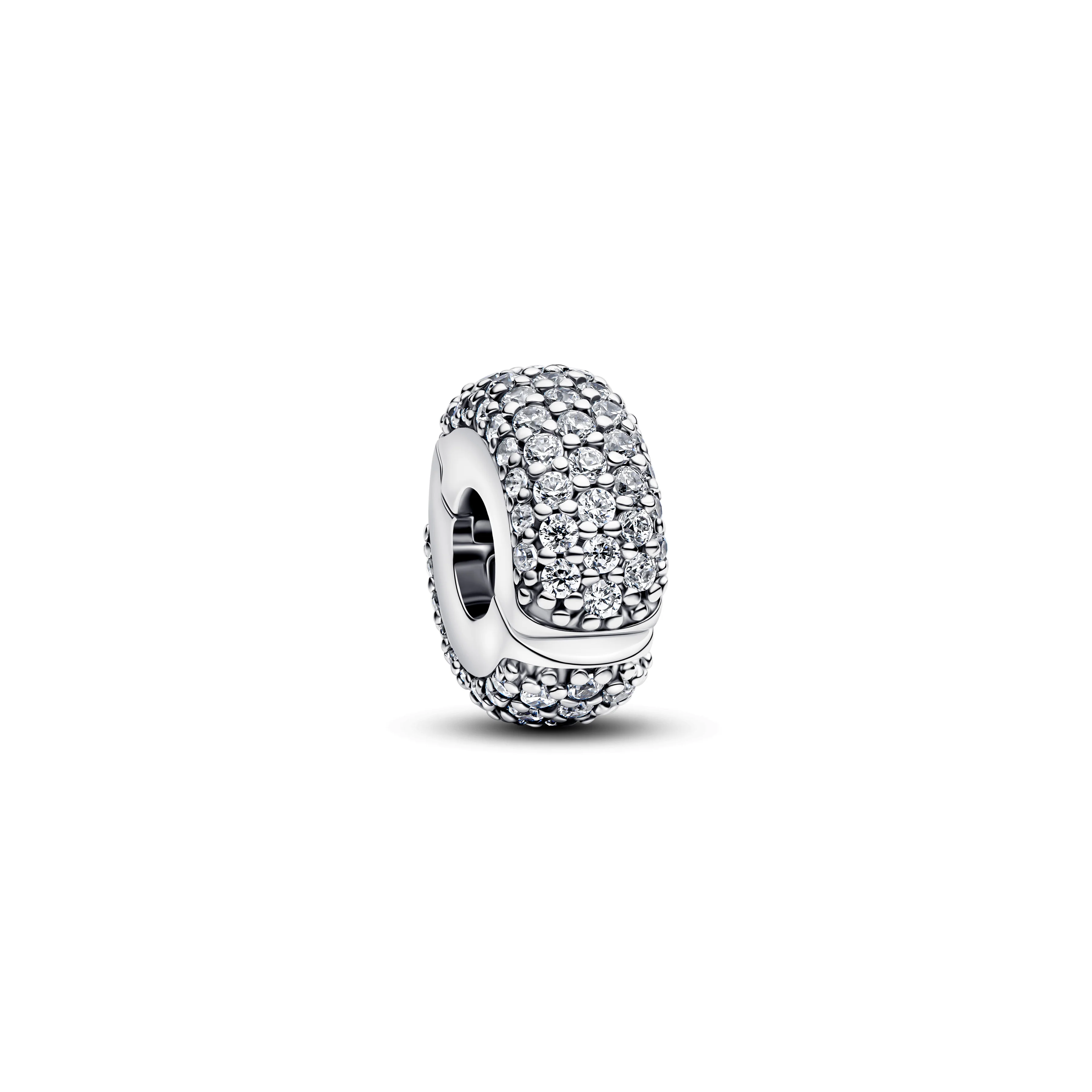 Sterling Silver Clip With Clear Cubic Zirconia And Silicone Grip