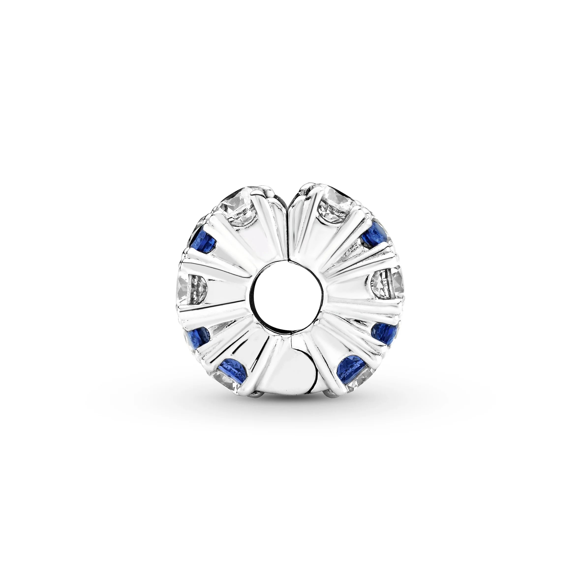 Sterling Silver Clip With Clear Cubic Zirconia And Stellar Blue Crystal And Silicone Grip - Image 2