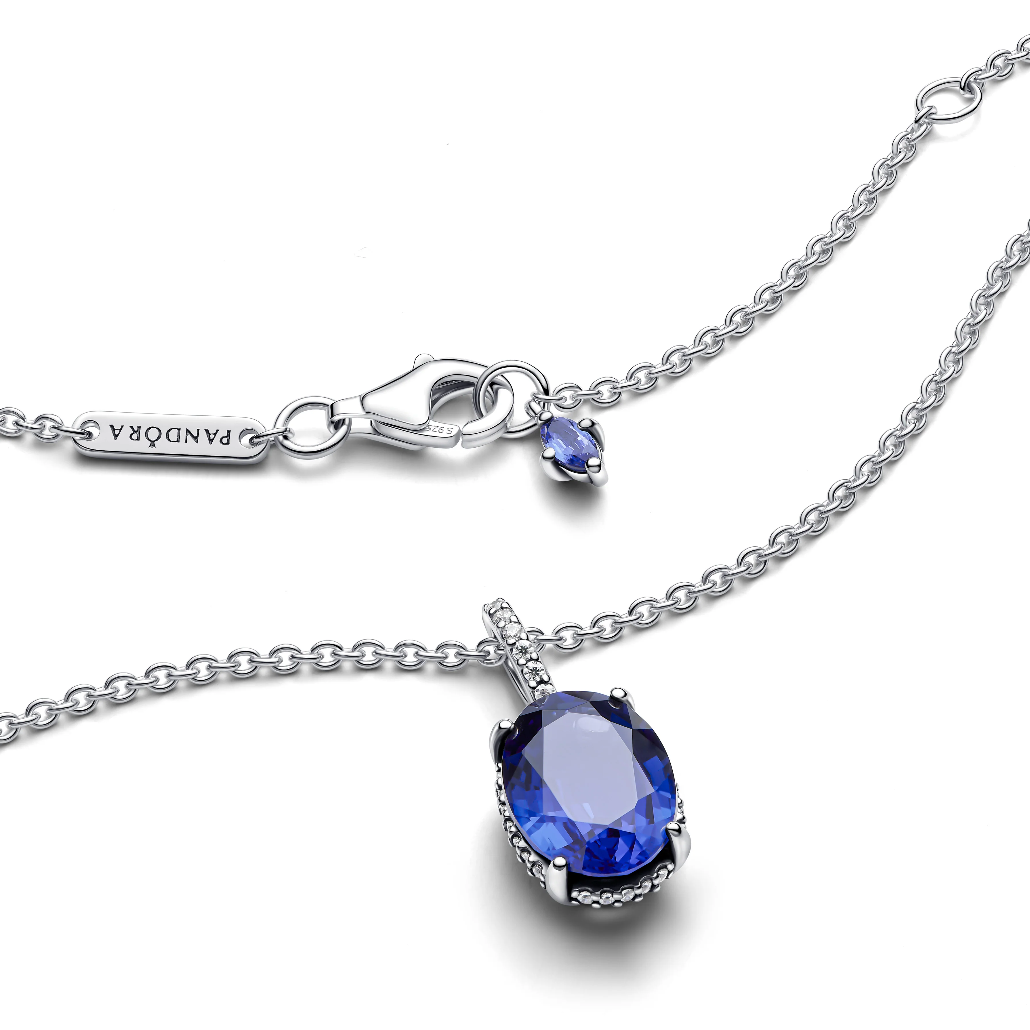 Sterling Silver Collier With Princess Blue Crystal And Clear Cubic Zirconia - Image 6