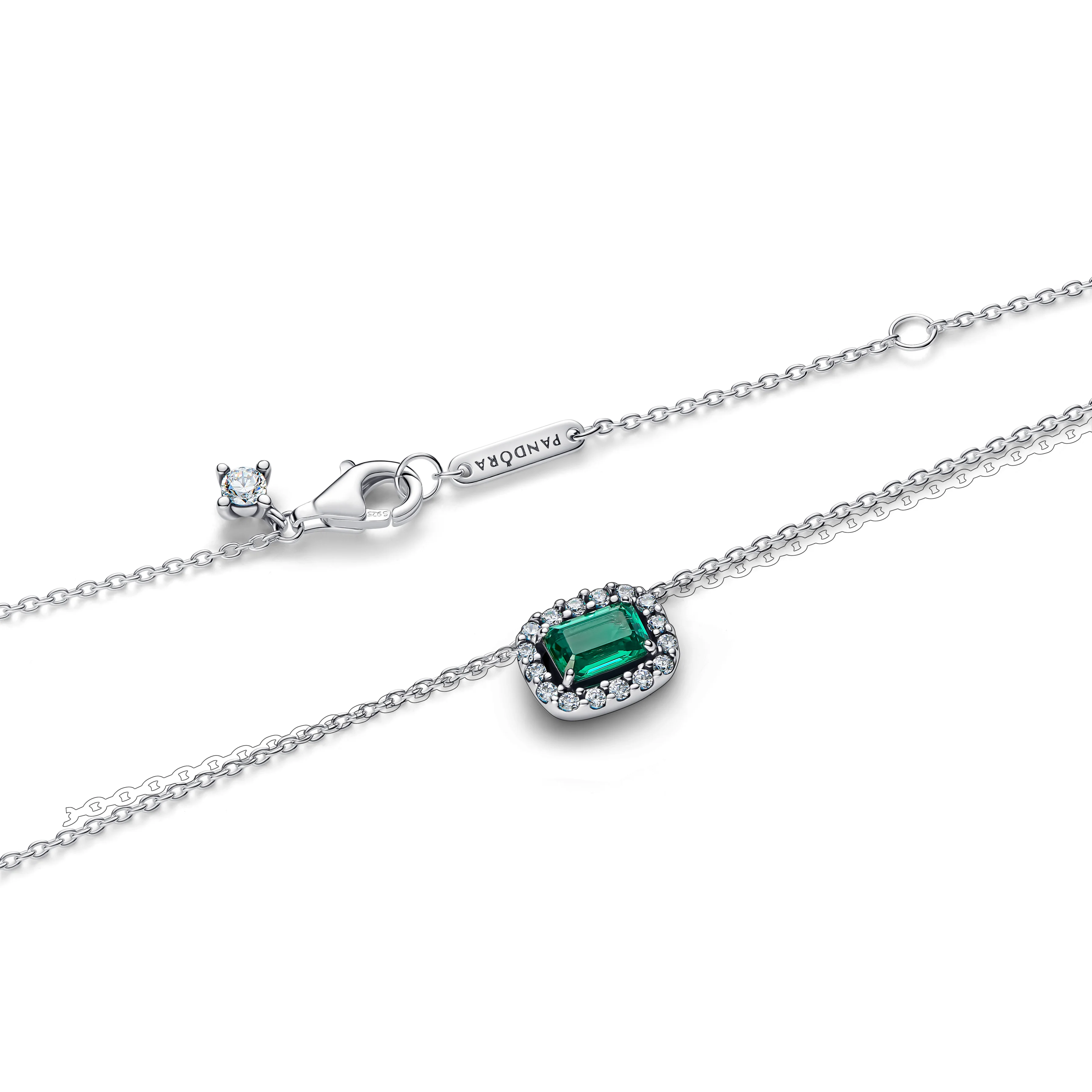 Sterling Silver Collier With Royal Green Crystal And Clear Cubic Zirconia - Image 4
