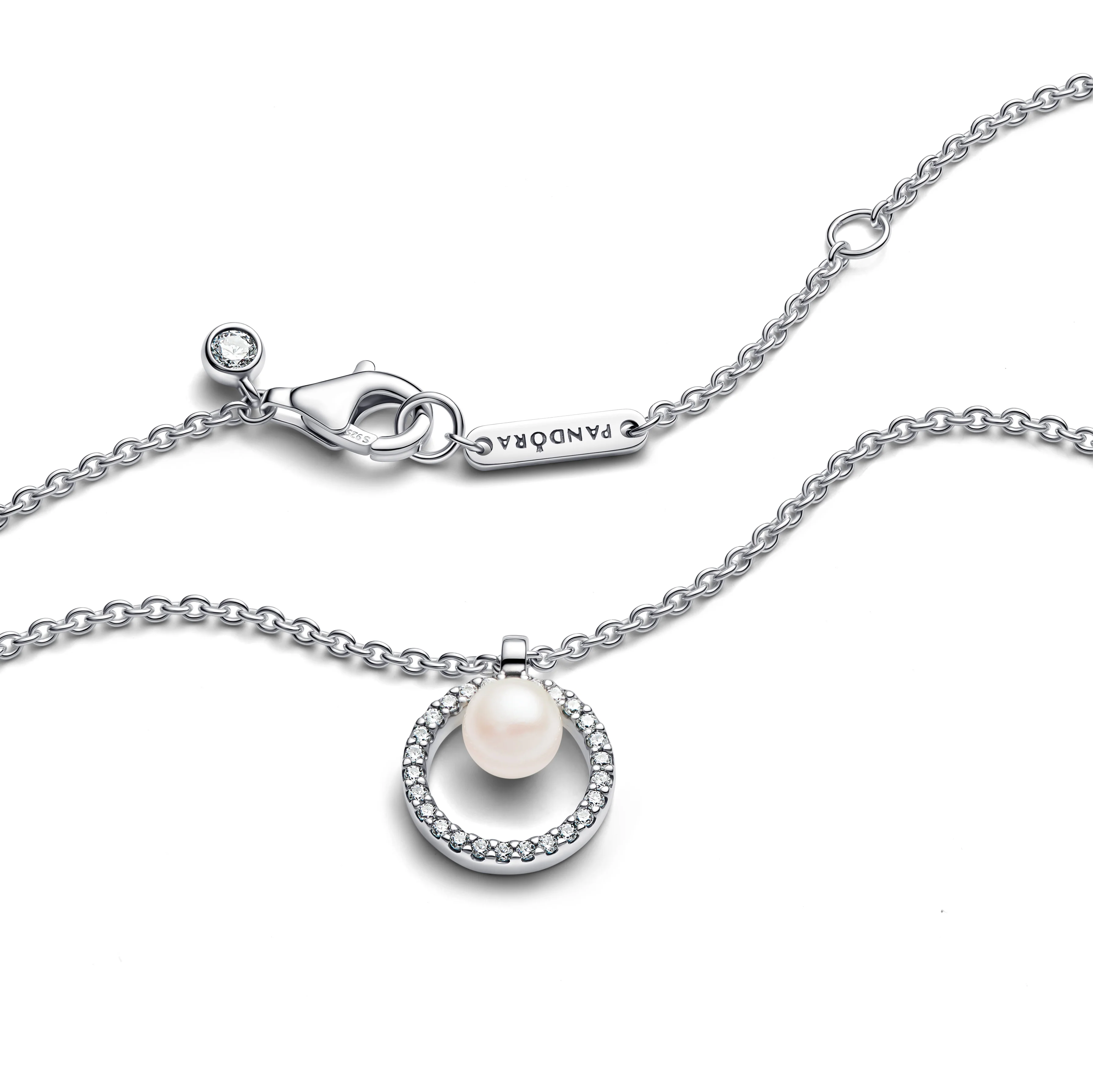 Sterling Silver Collier With White Treated Freshwater Cultured Pearl And Clear Cubic Zirconia - Image 5