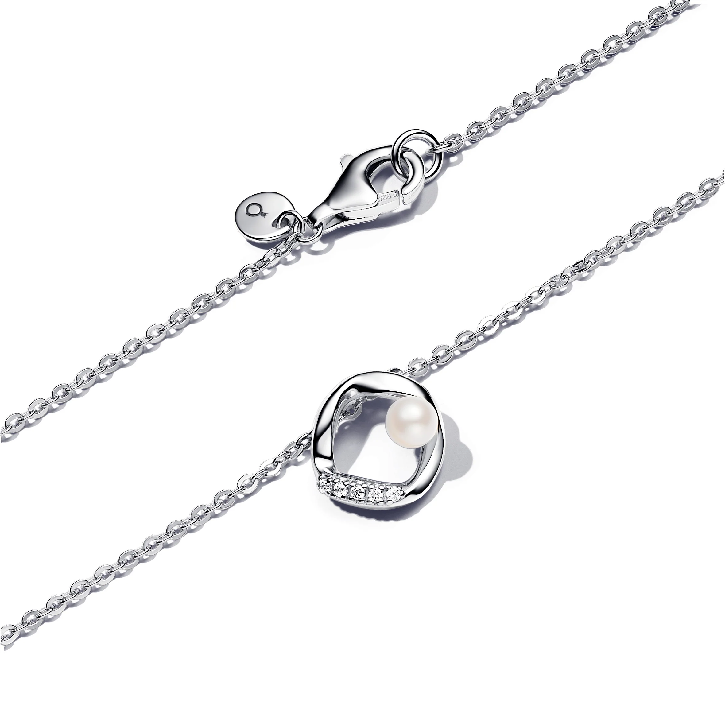 Sterling Silver Collier With White Treated Freshwater Cultured Pearl And Clear Cubic Zirconia - Image 4
