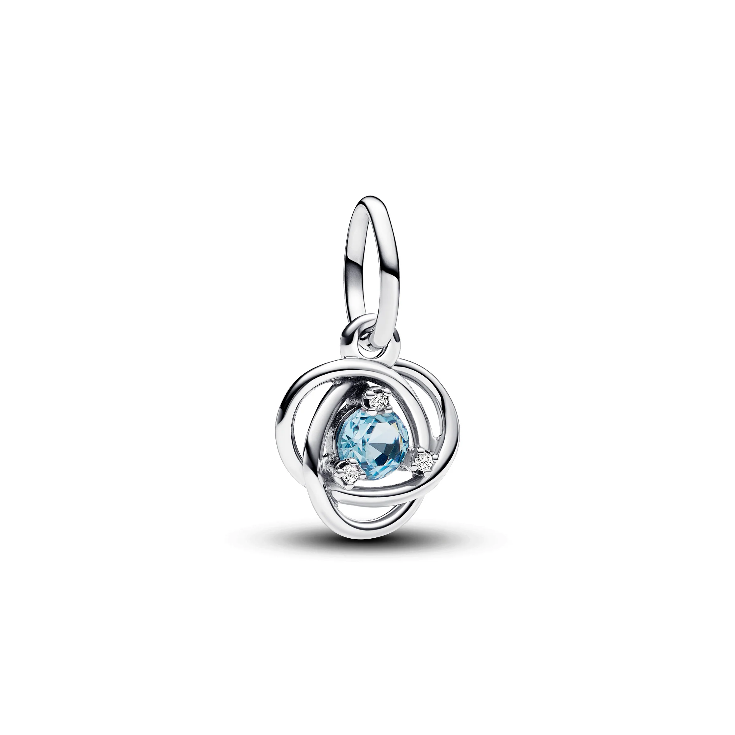 Sterling Silver Dangle With Sea Aqua Blue Crystal And Clear Cubic Zirconia