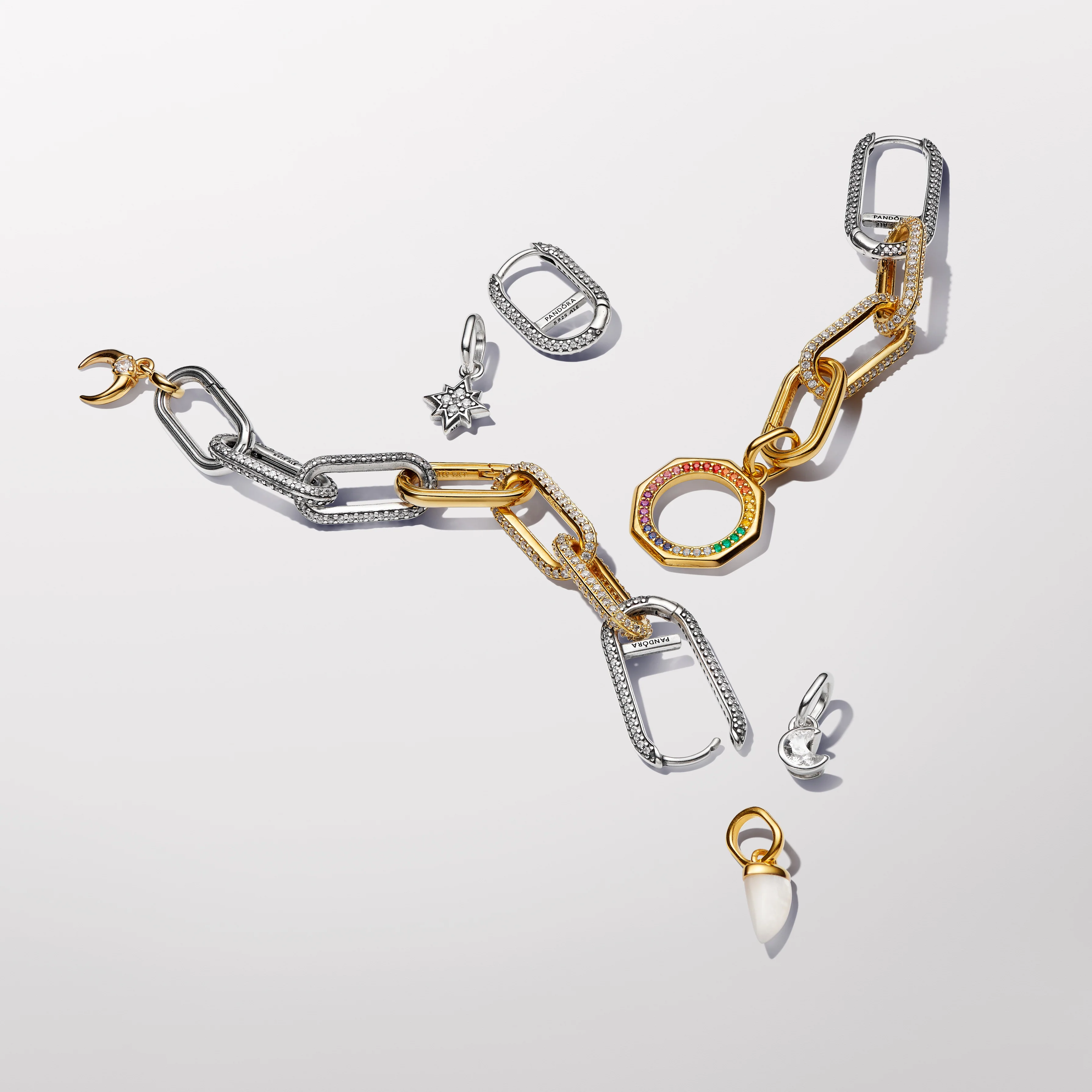 Sterling Silver Double Link With Clear Cubic Zirconia - Image 4