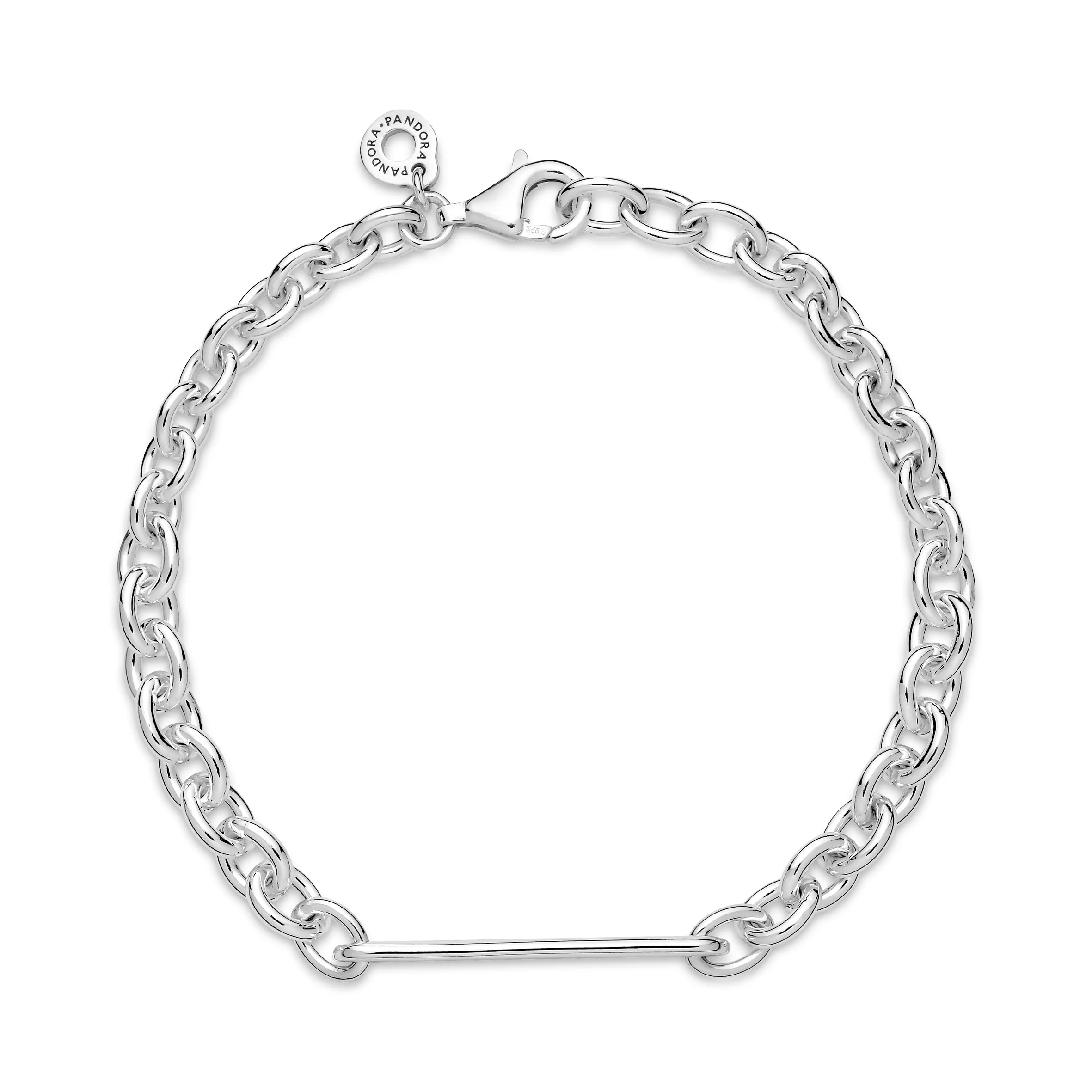 Sterling Silver Link Bracelet With Engravable Bar - Image 5
