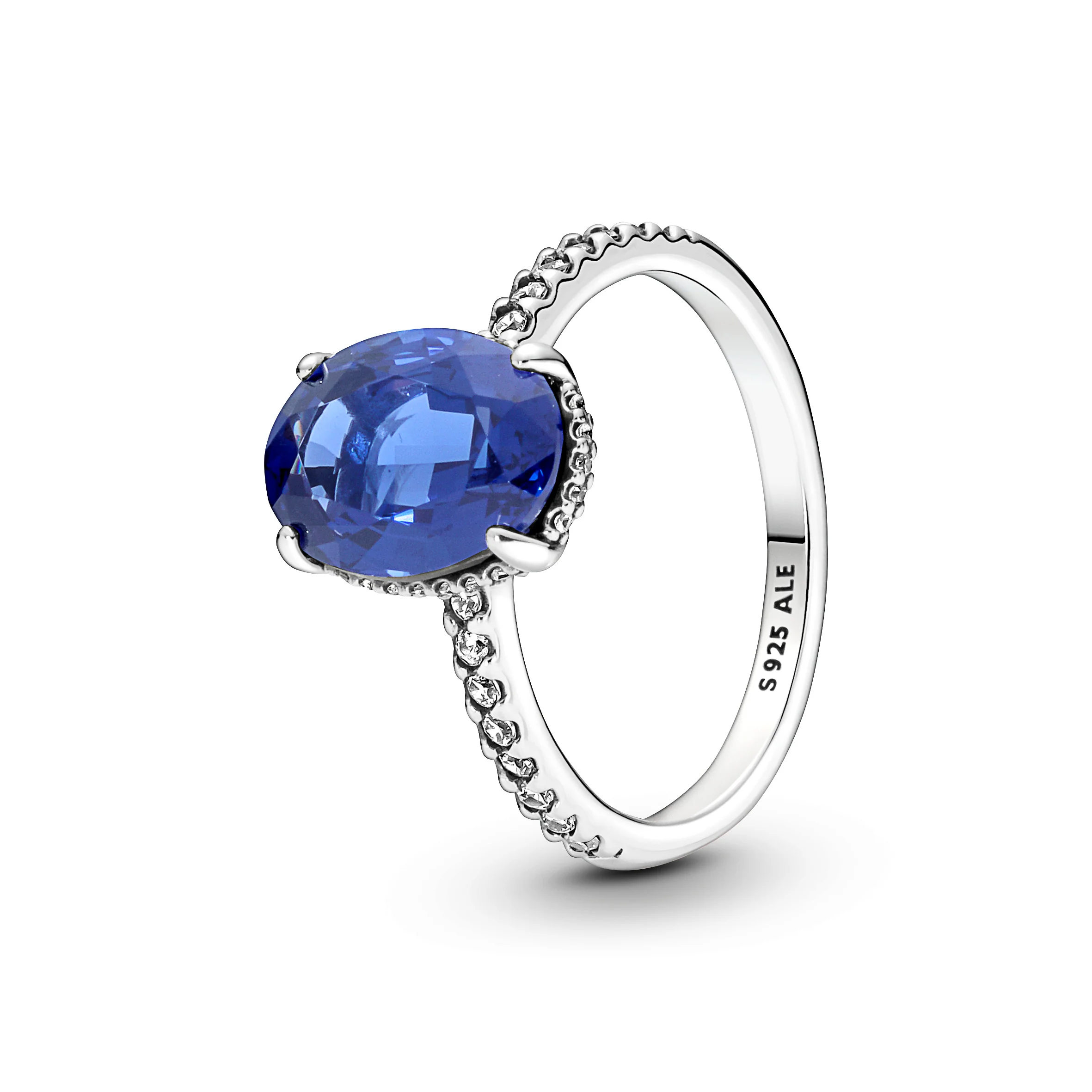 Sterling Silver Ring With Princess Blue Crystal And Clear Cubic Zirconia - Image 3