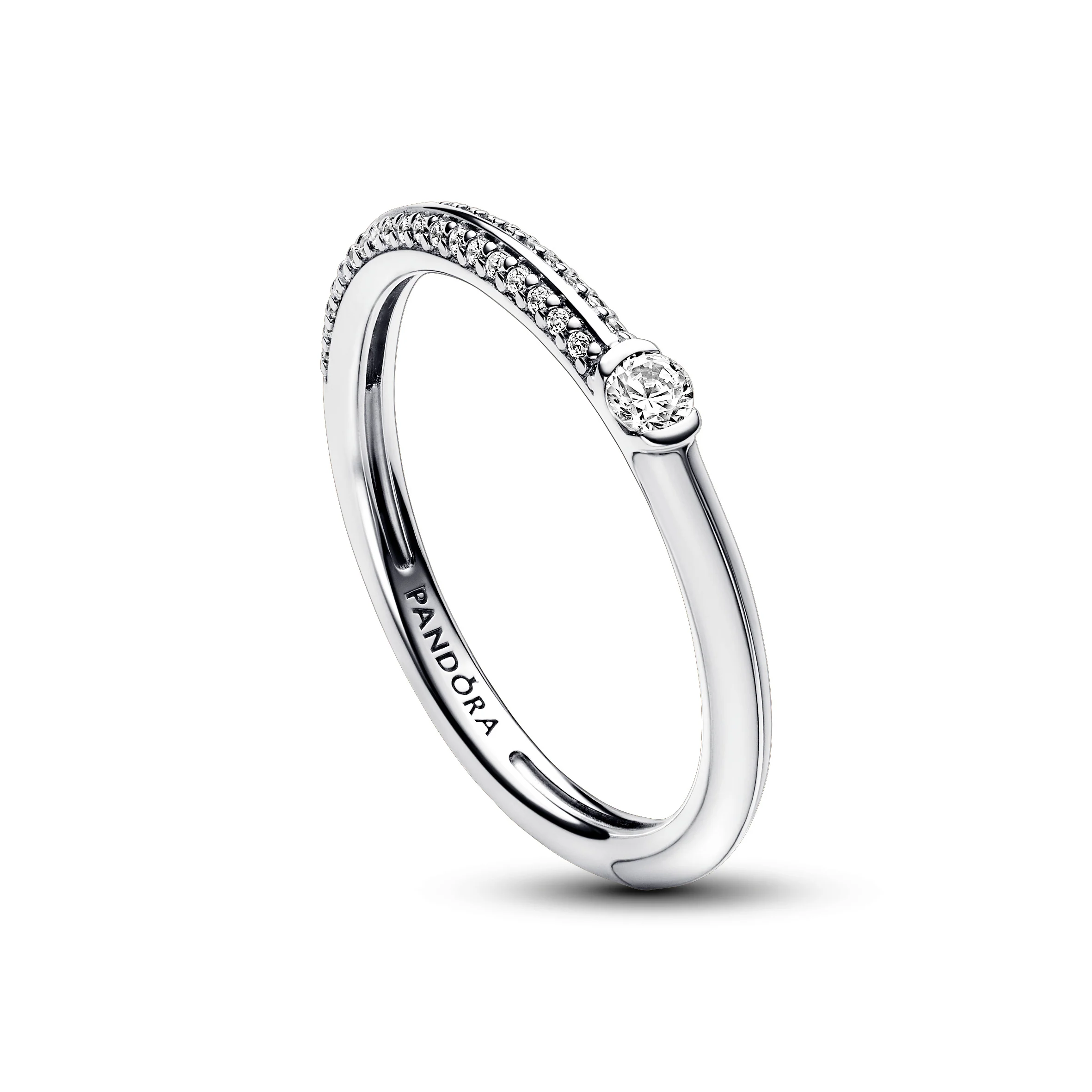 Sterling Silver Ring With White Enamel And Clear Cubic Zirconia - Image 3