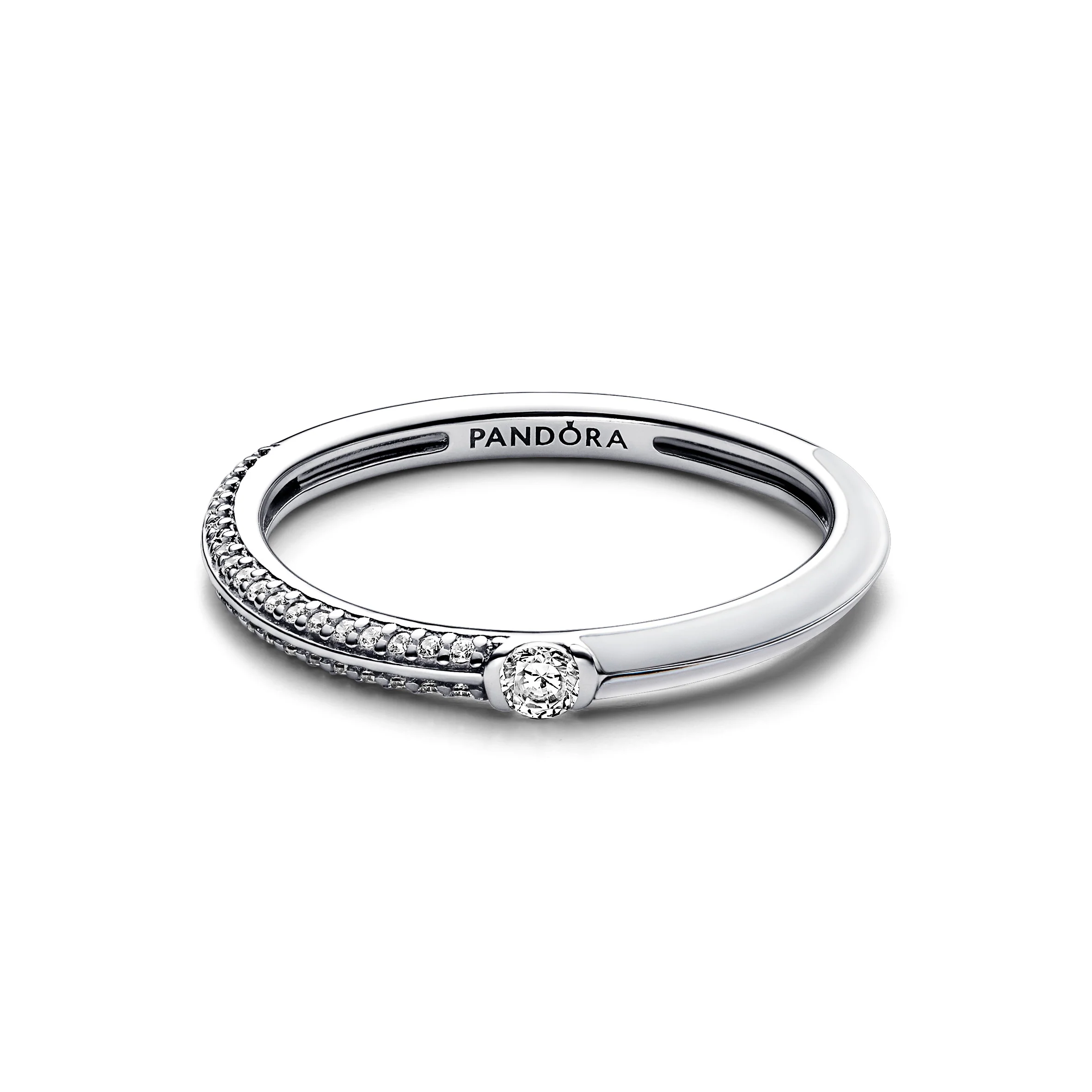 Sterling Silver Ring With White Enamel And Clear Cubic Zirconia - Image 4