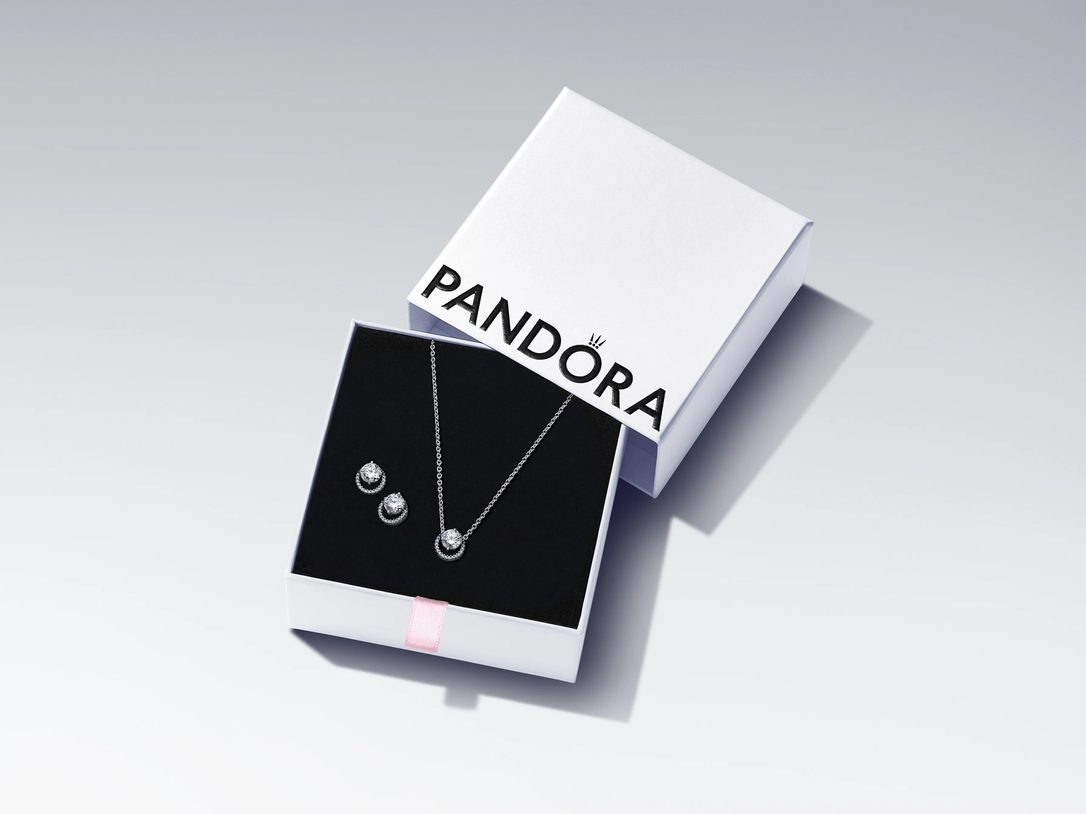 Sterling Silver Stud Earrings With Clear Cubic Zirconia - Image 3