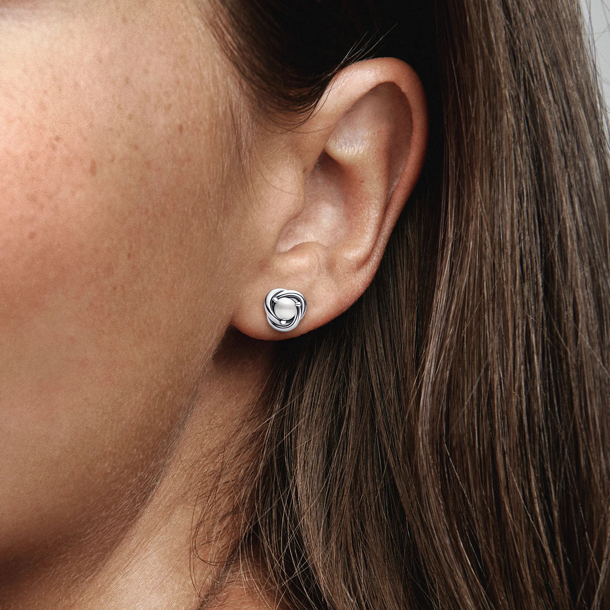 Sterling Silver Stud Earrings With White Bioresin Man-Made Mother Of Pearl - Image 3