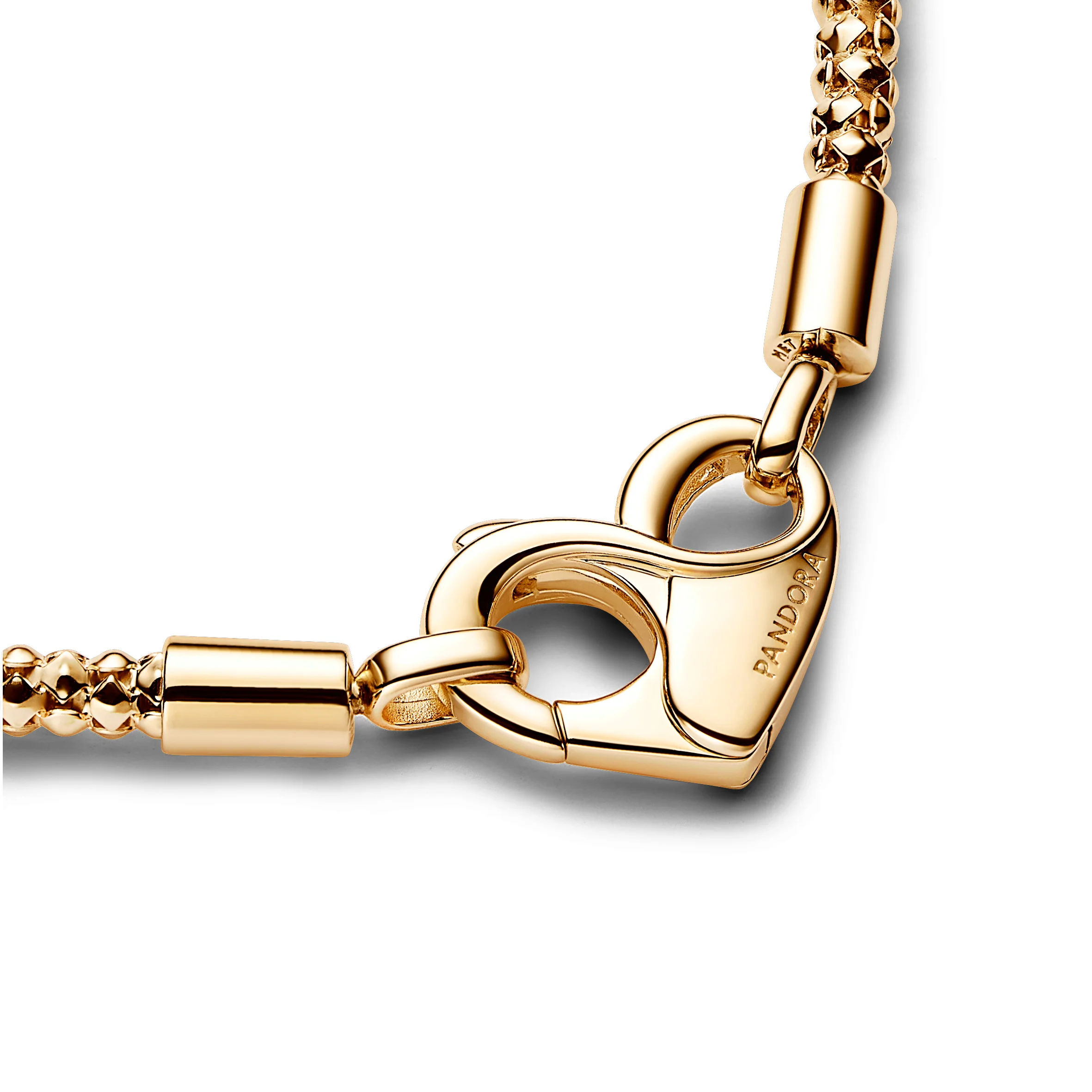 Studded Chain 14K Gold-Plated Bracelet With Heart Clasp - Image 4