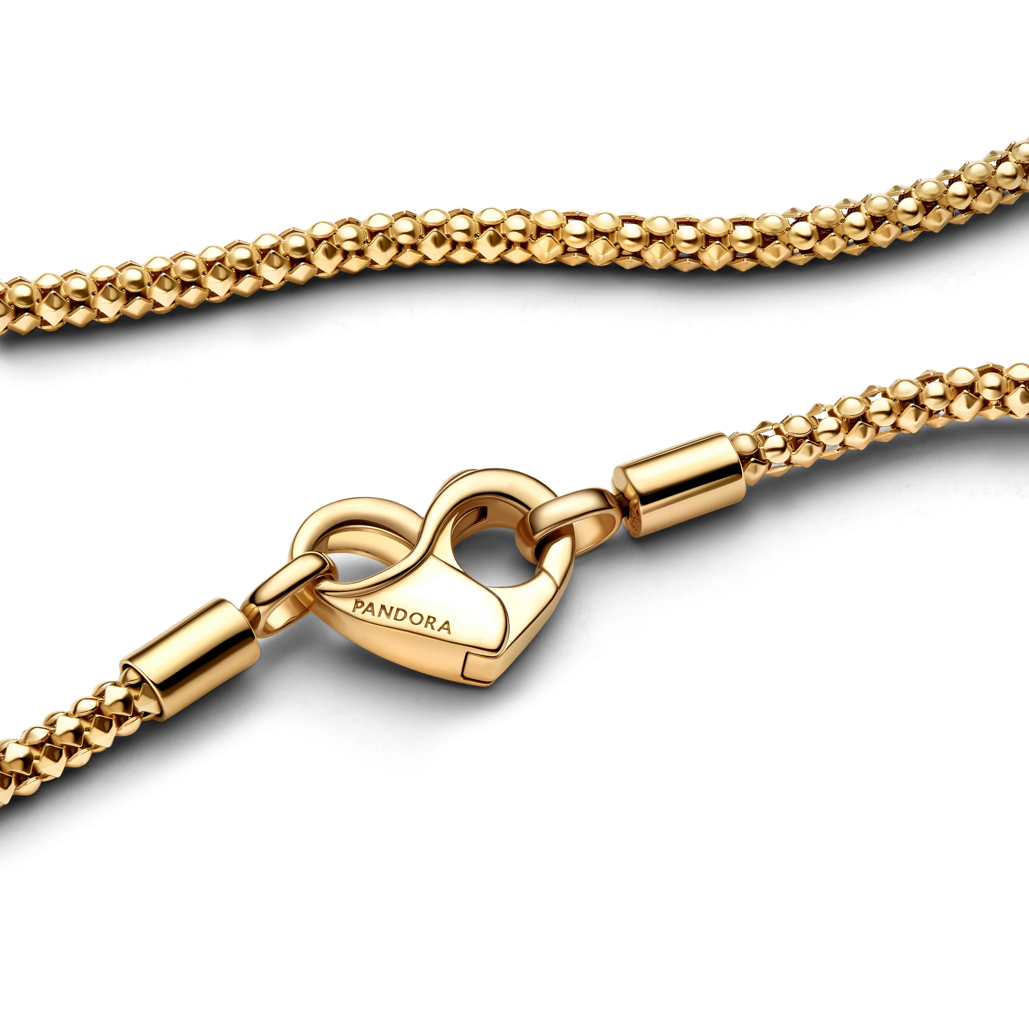 Studded Chain 14K Gold-Plated Necklace With Heart Clasp - Image 3