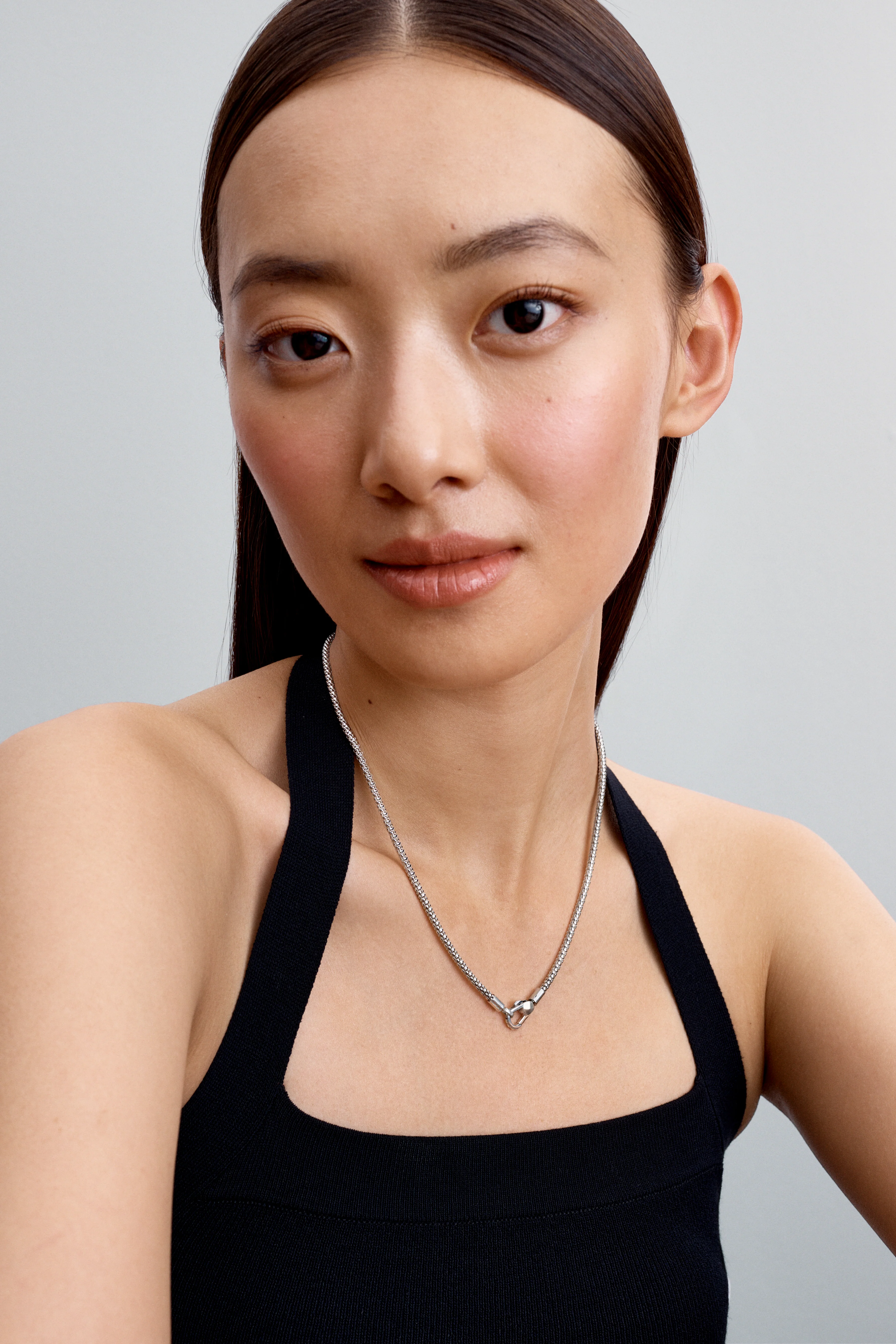 Studded Chain Sterling Silver Necklace - Image 2