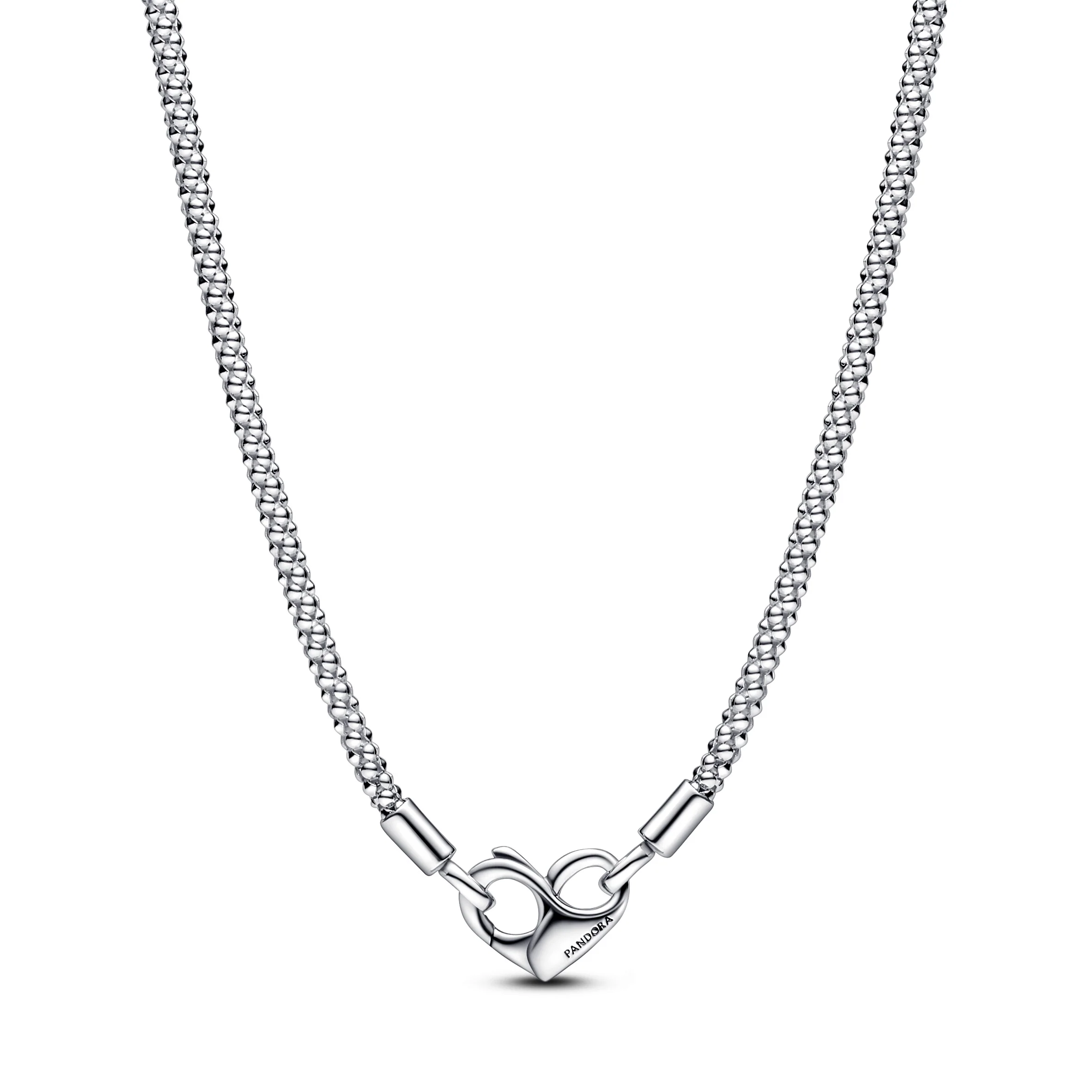 Studded Chain Sterling Silver Necklace With Heart Clasp