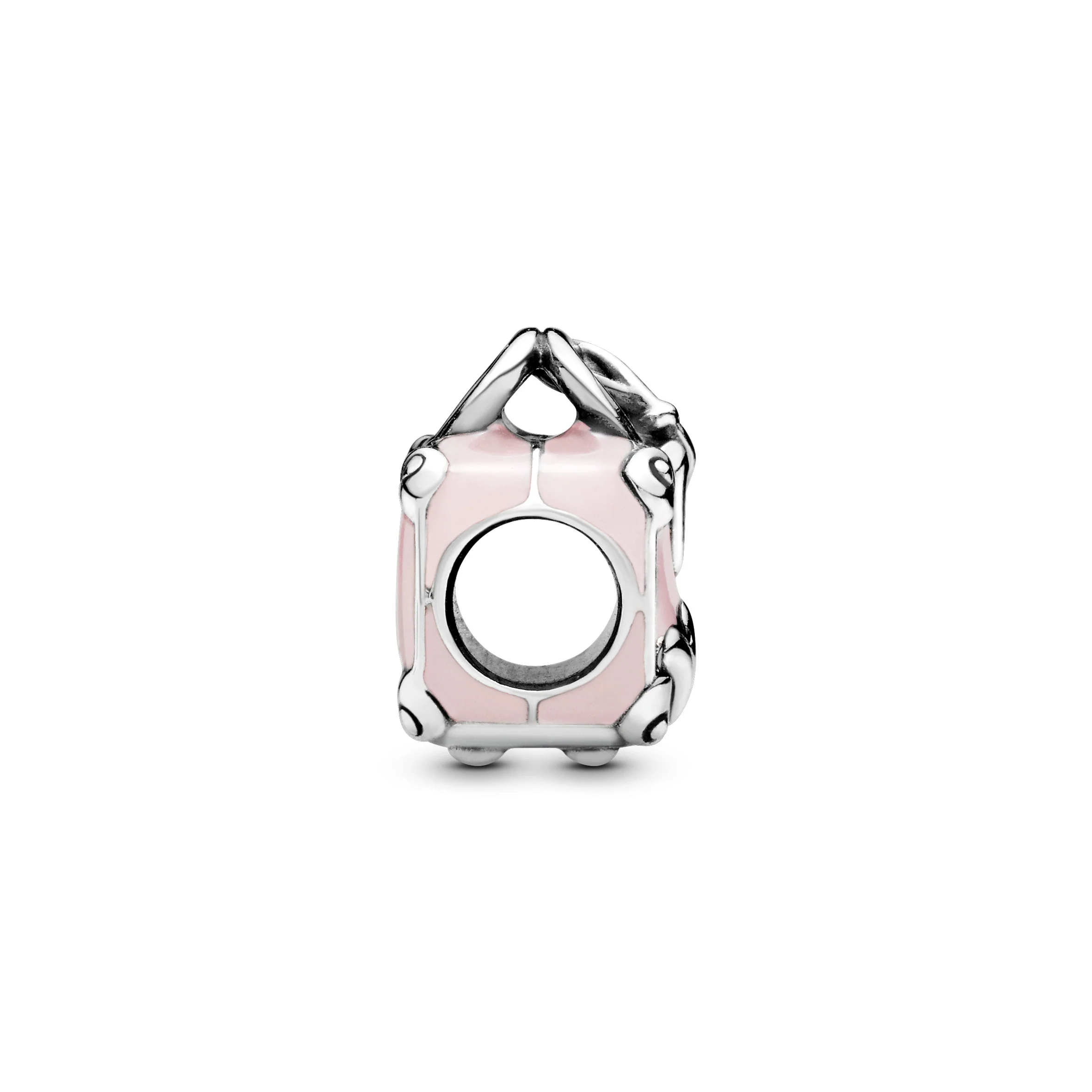 Suitcase Silver Charm With Pink Enamel - Image 2