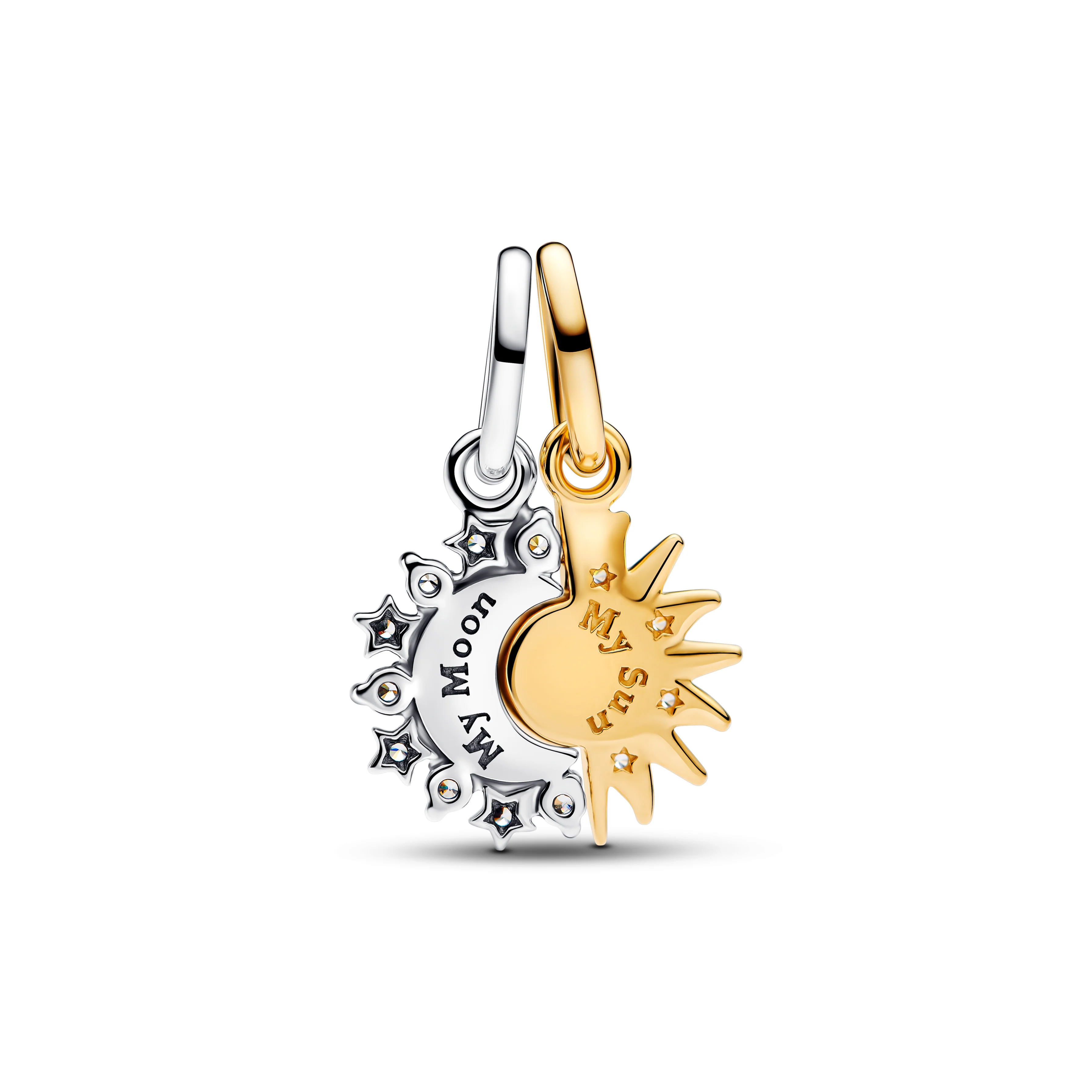 Sun And Moon Sterling Silver And 14K Gold-Plated Splittable Dangle With Clear Cubic Zirconia - Image 3