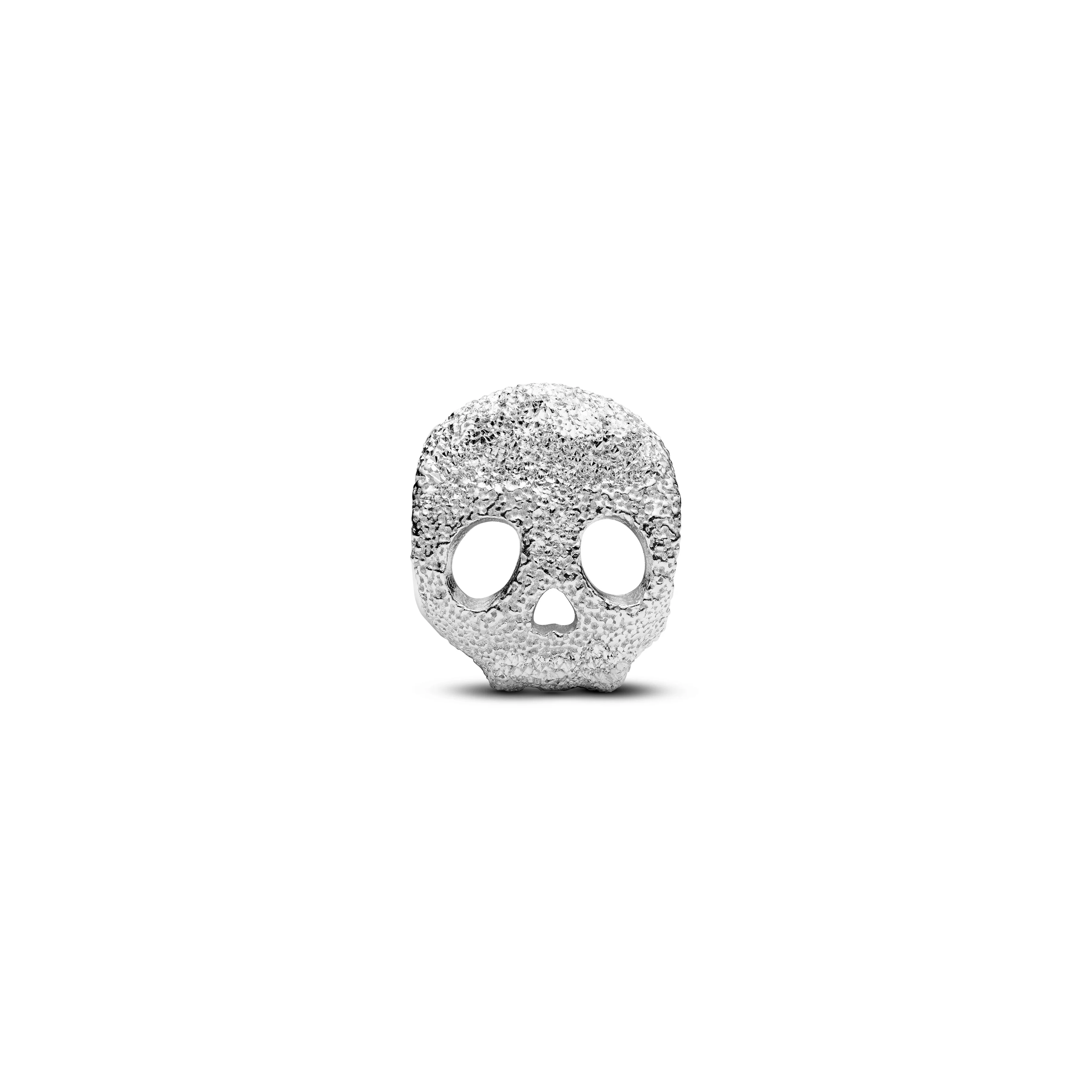 Textured Skull Sterling Silver Mini Charm