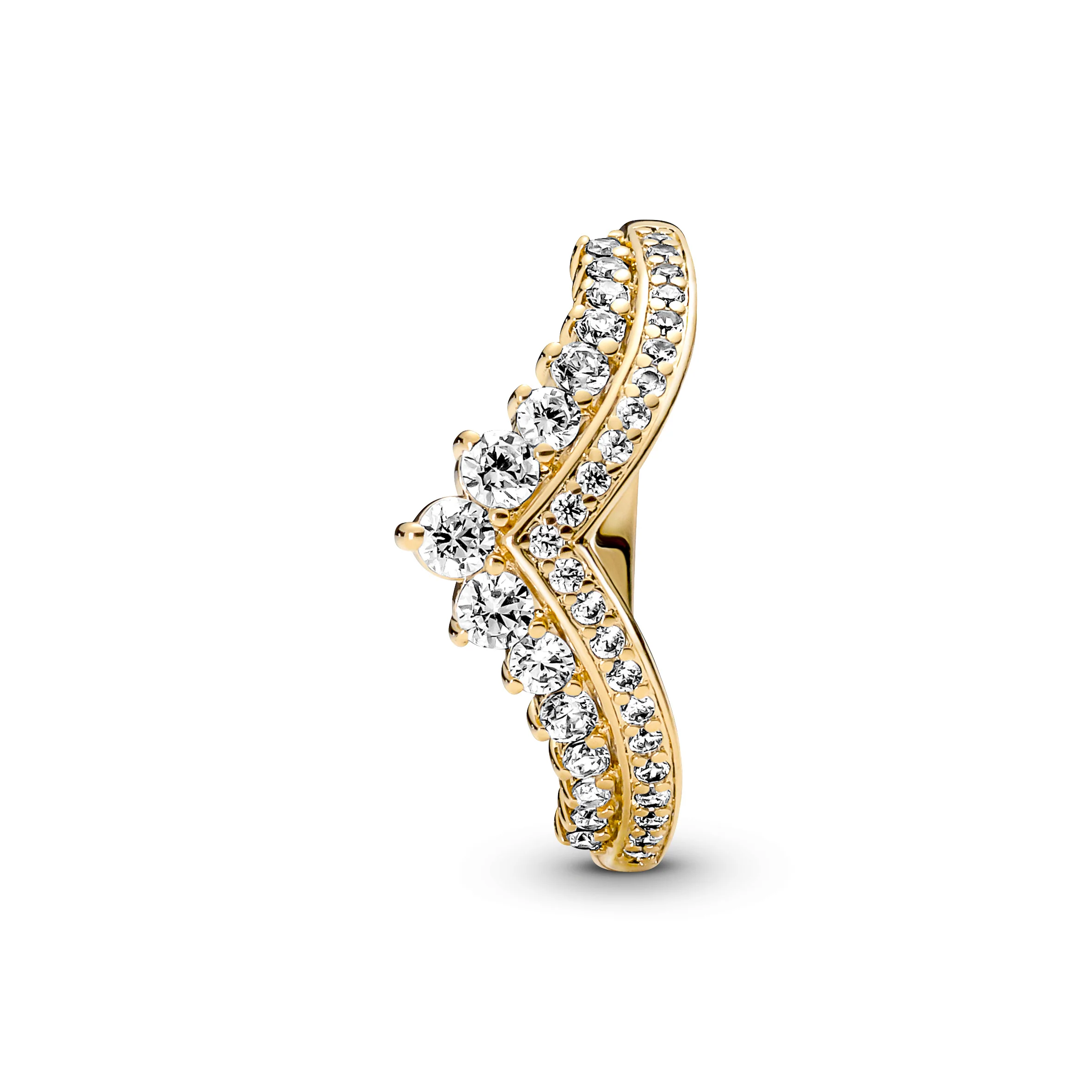 Tiara Wishbone 14K Gold-Plated Ring With Clear Cubic Zirconia - Image 3