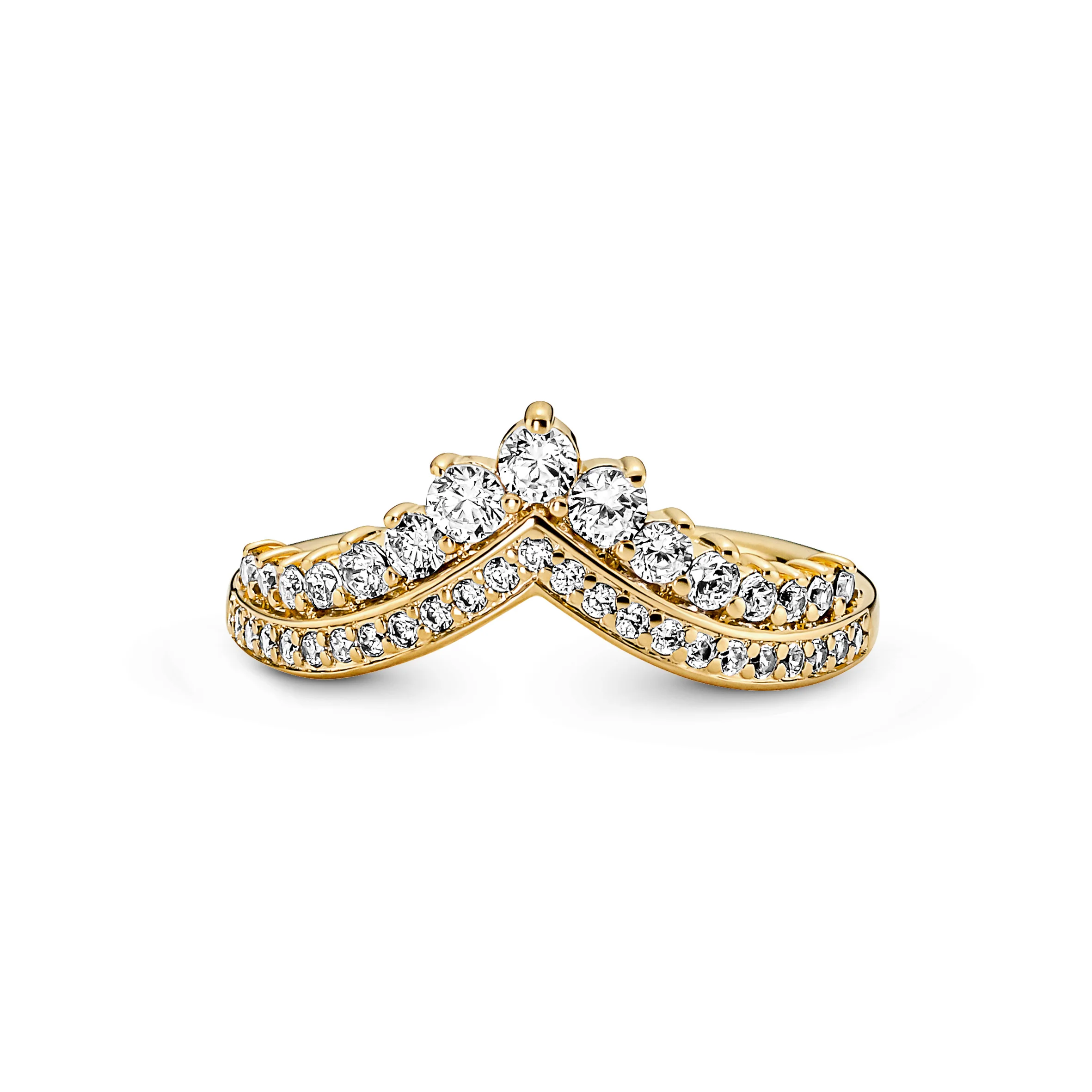 Tiara Wishbone 14K Gold-Plated Ring With Clear Cubic Zirconia - Image 4