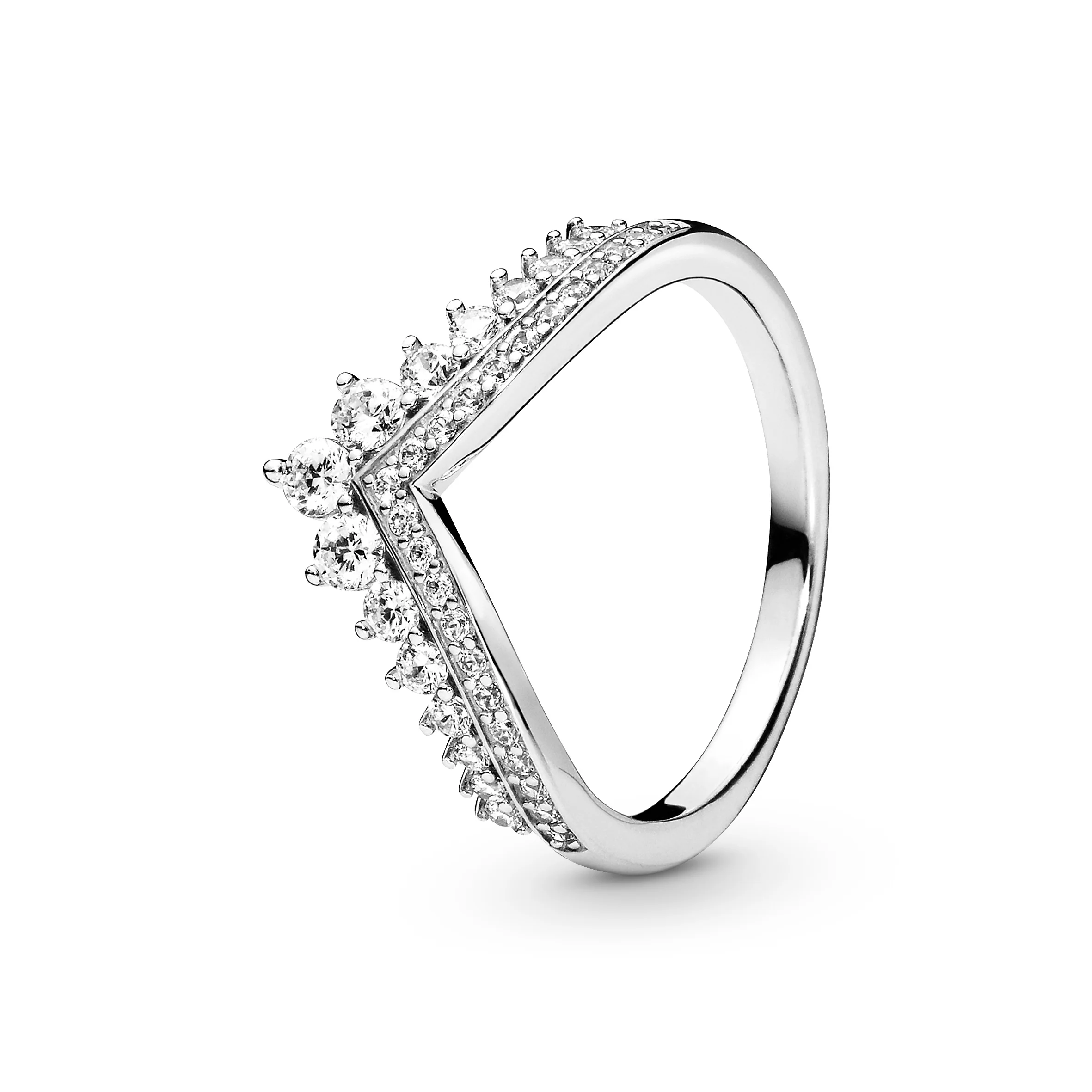 Tiara Wishbone Silver Ring With Clear Cubic Zirconia - Image 3