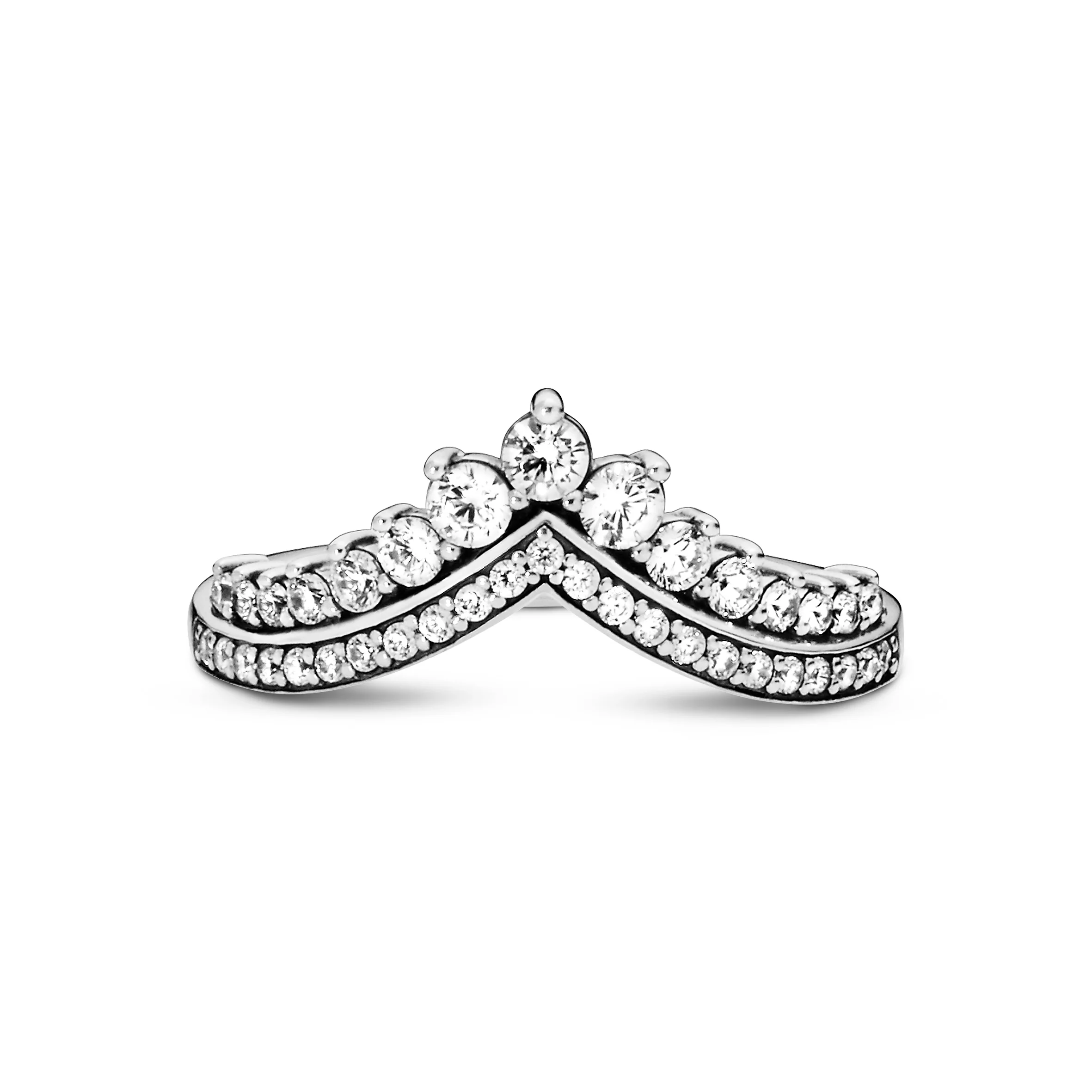 Tiara Wishbone Silver Ring With Clear Cubic Zirconia - Image 4