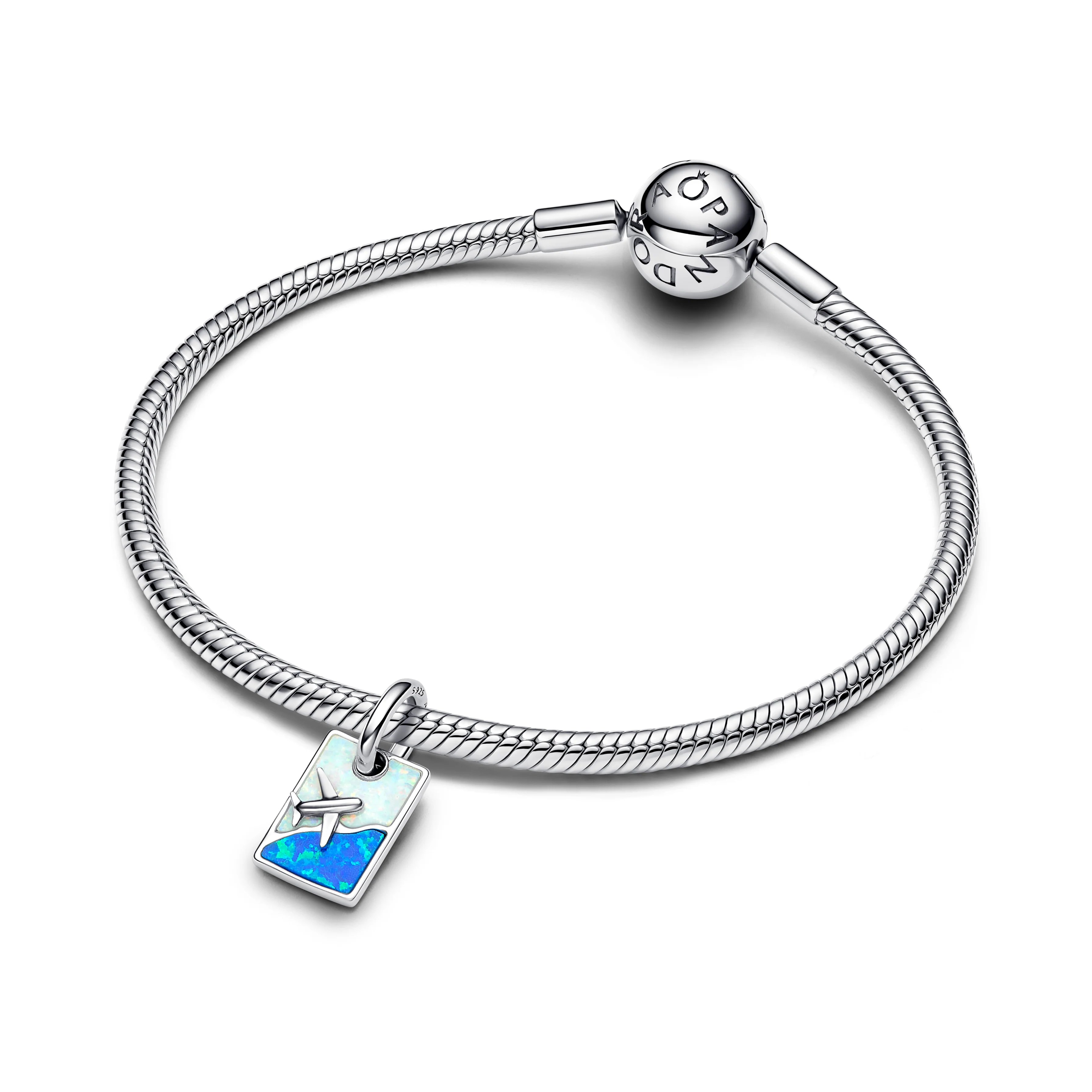 Travel Sterling Silver Dangle With White And Blue Lab-Created Opal - Image 4
