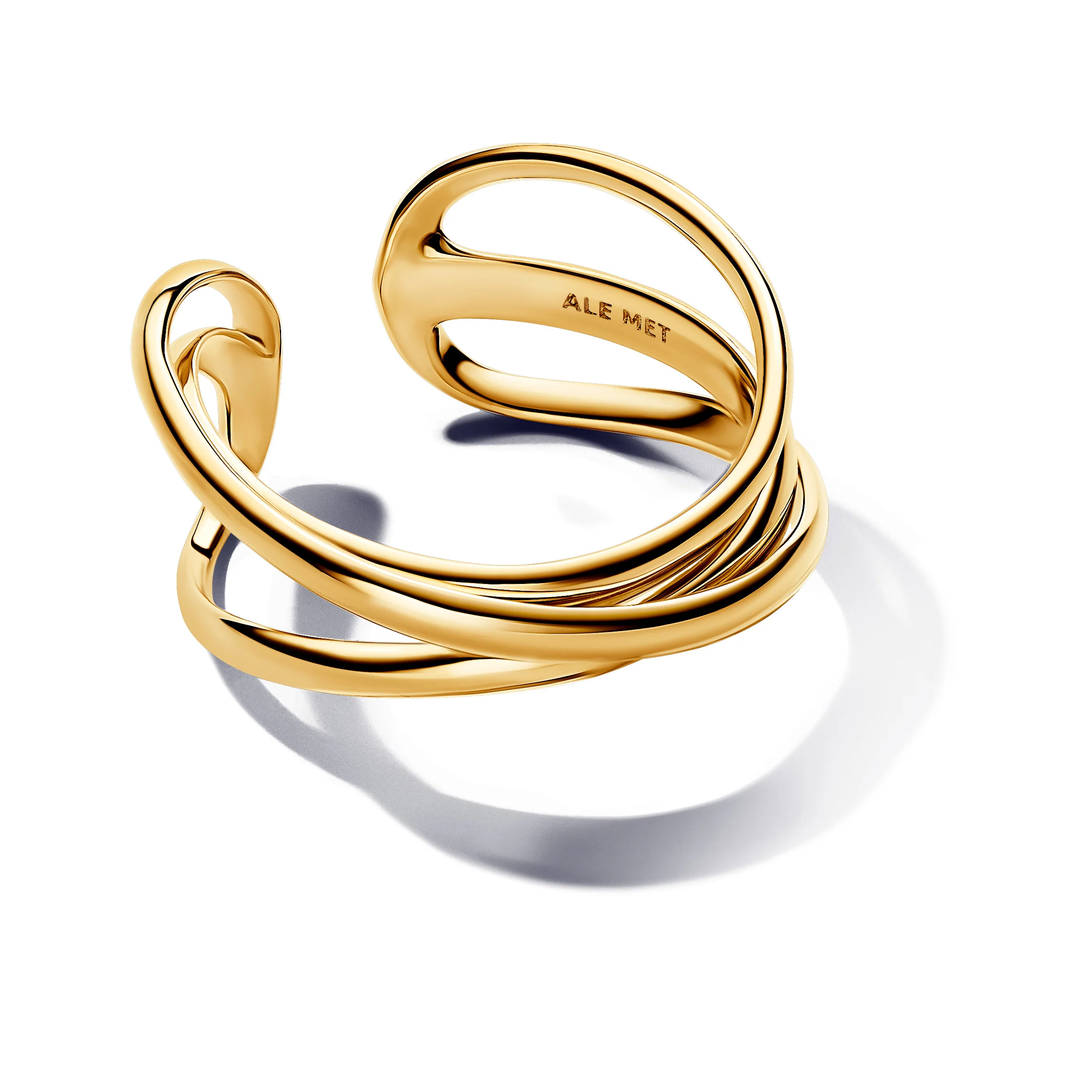 Triple Band 14K Gold-Plated Open Ring - Image 3