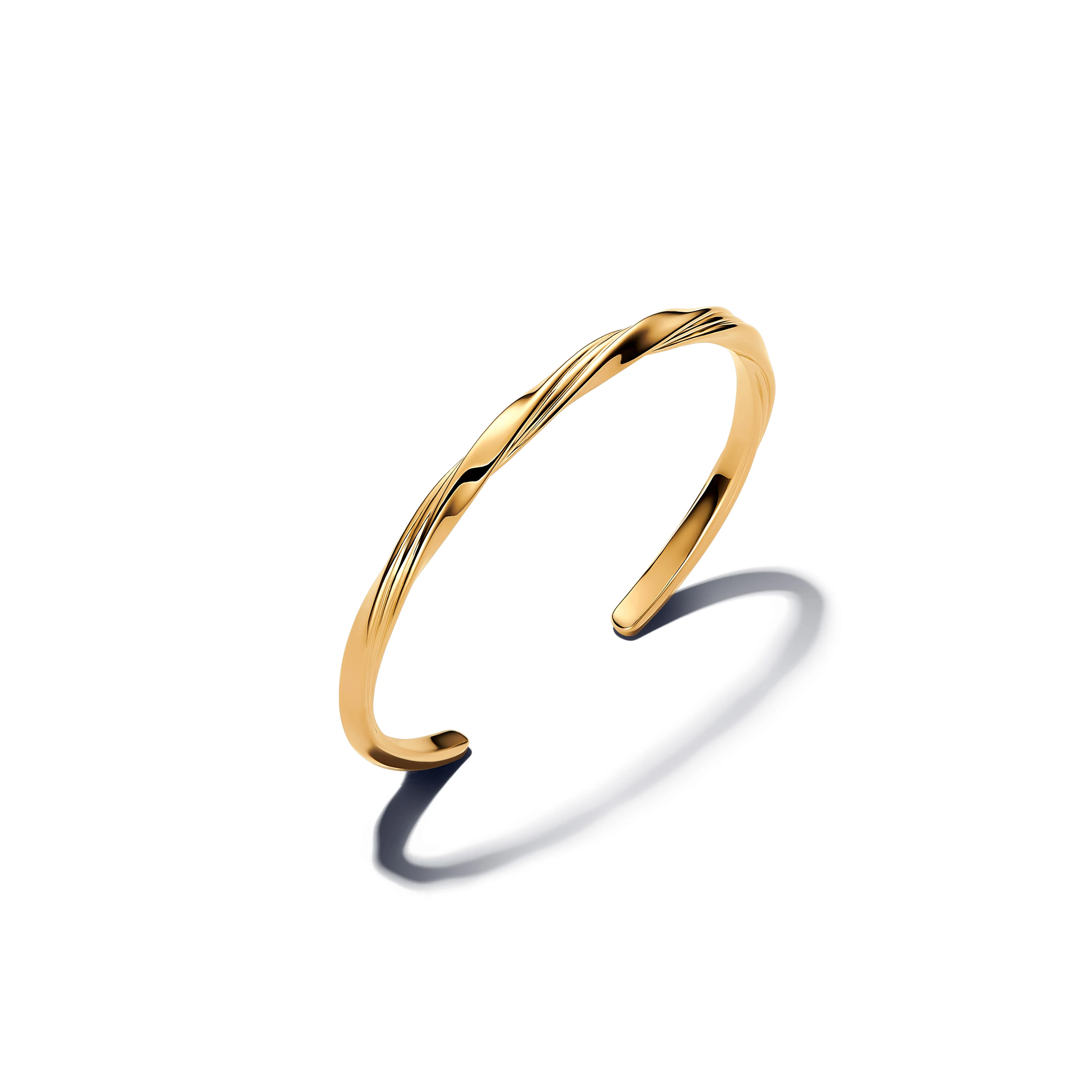 Twisted 14K Gold-Plated Open Bangle - Image 4