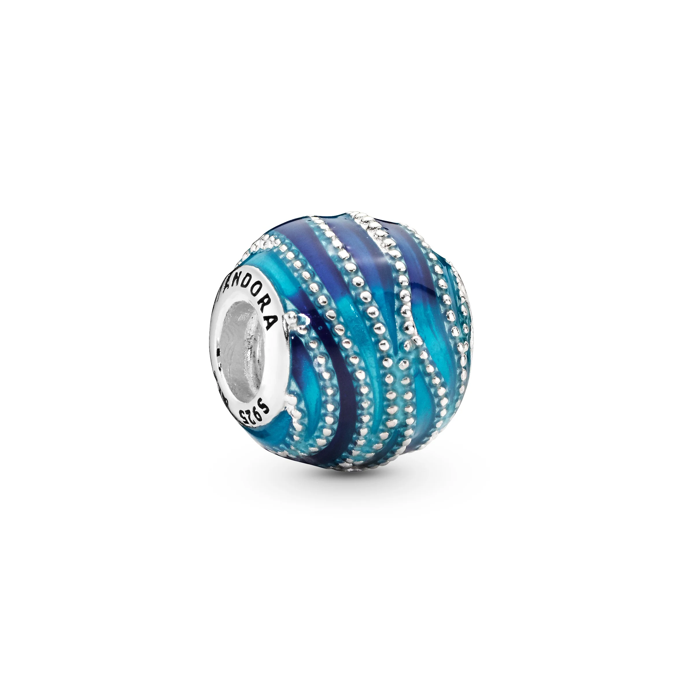 Water Silver Charm With Mixed Blue Enamel Colours - Image 3