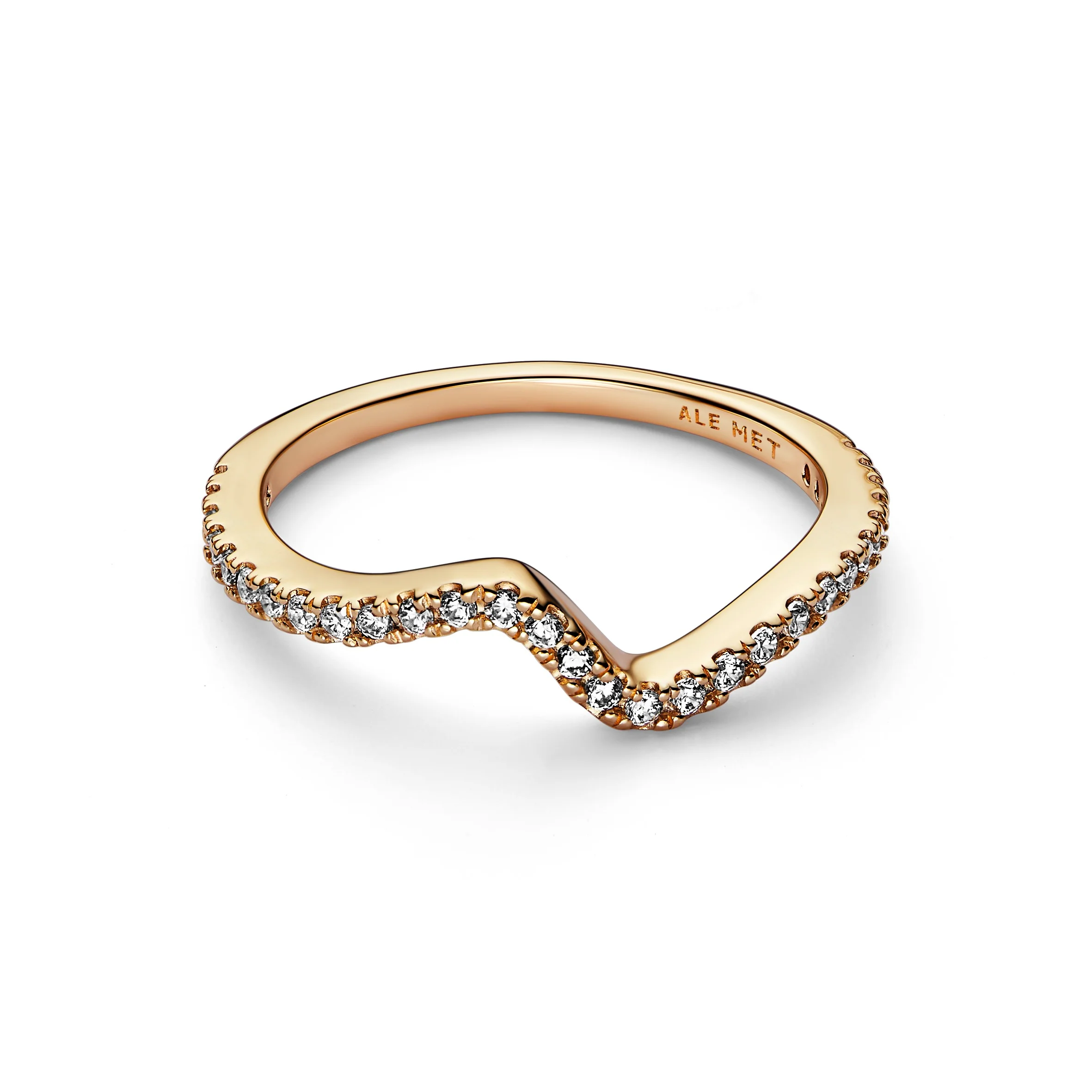 Wave 14K Gold-Plated Ring With Clear Cubic Zirconia - Image 4