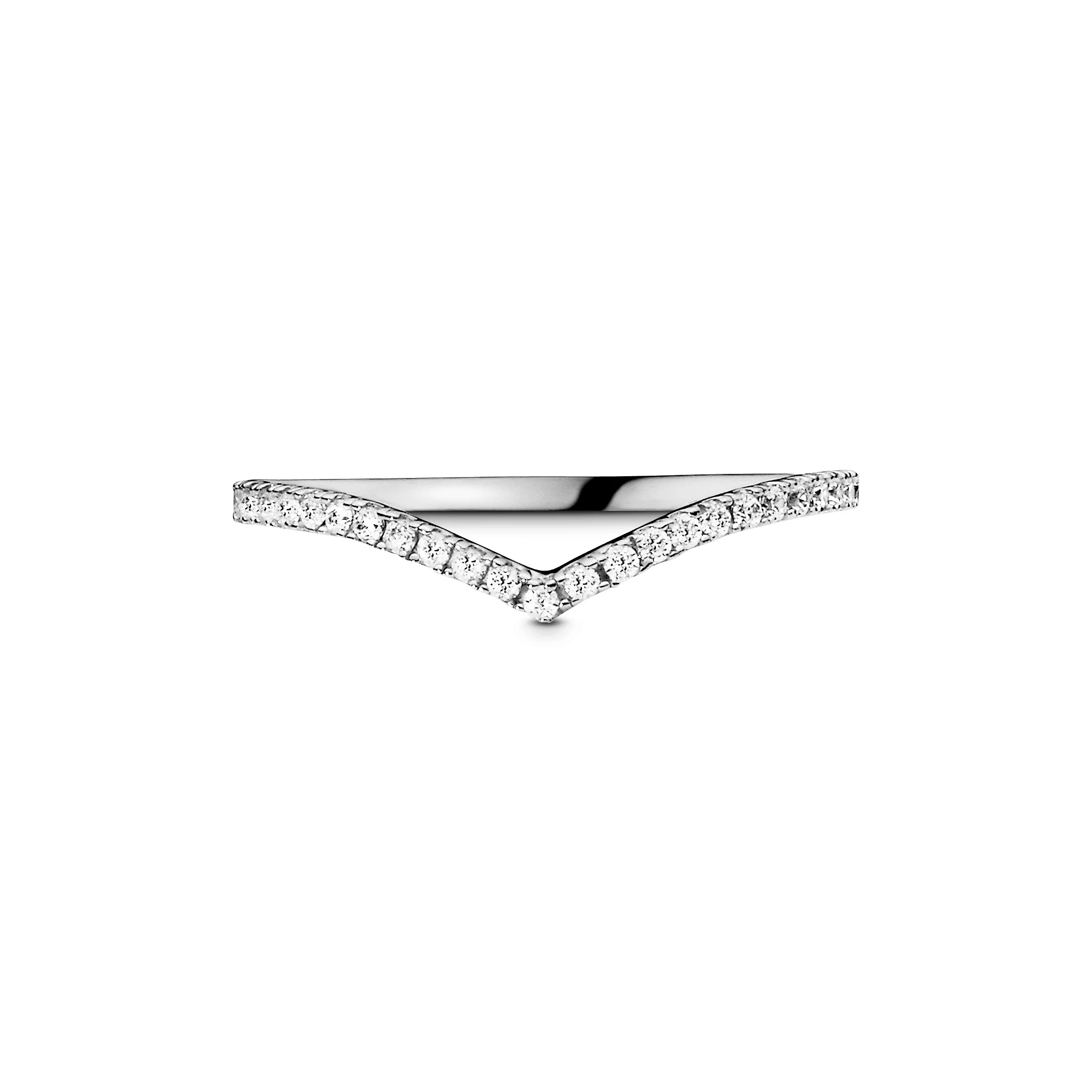 Wishbone Silver Ring With Clear Cubic Zirconia - Image 3