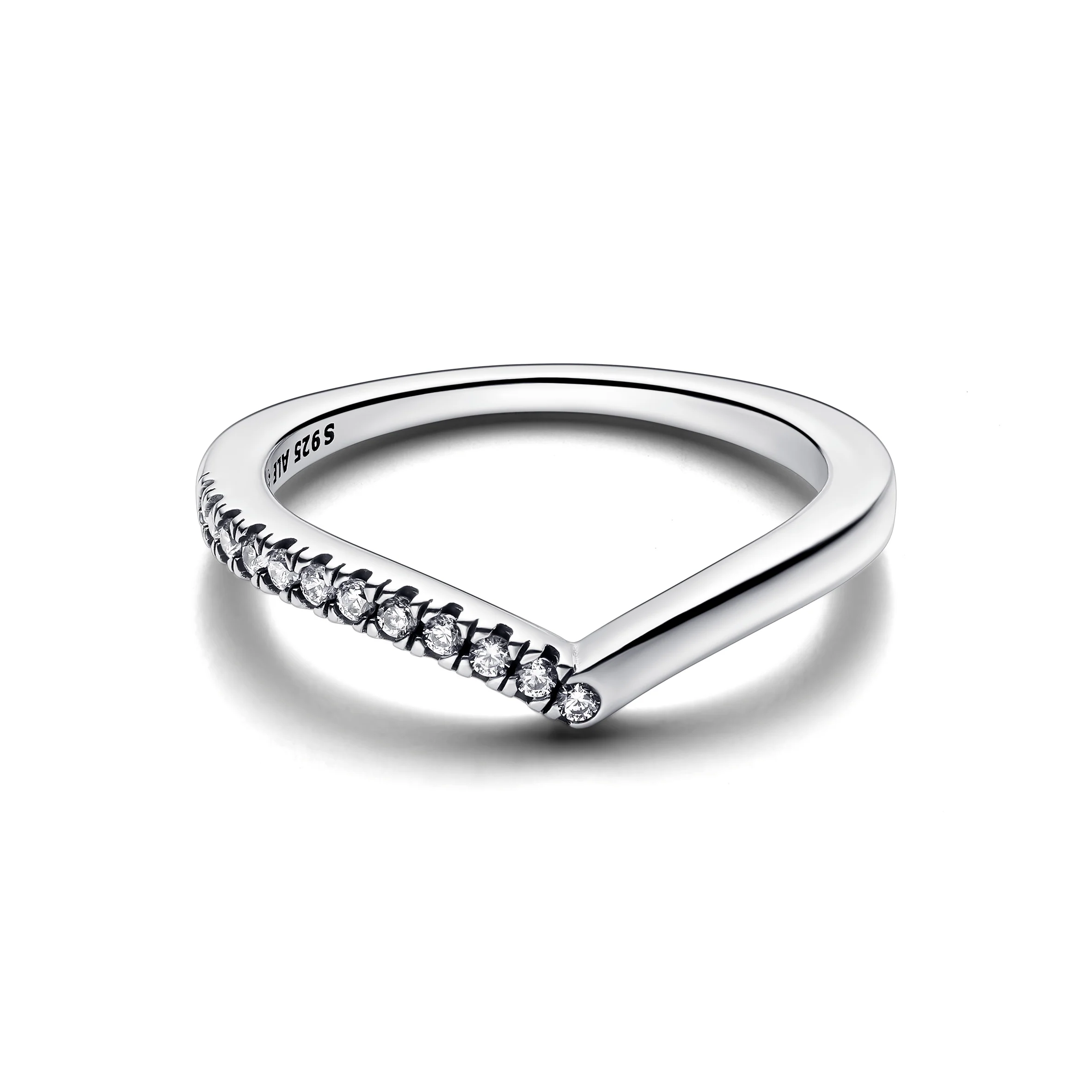 Wishbone Sterling Silver Ring With Clear Cubic Zirconia - Image 4