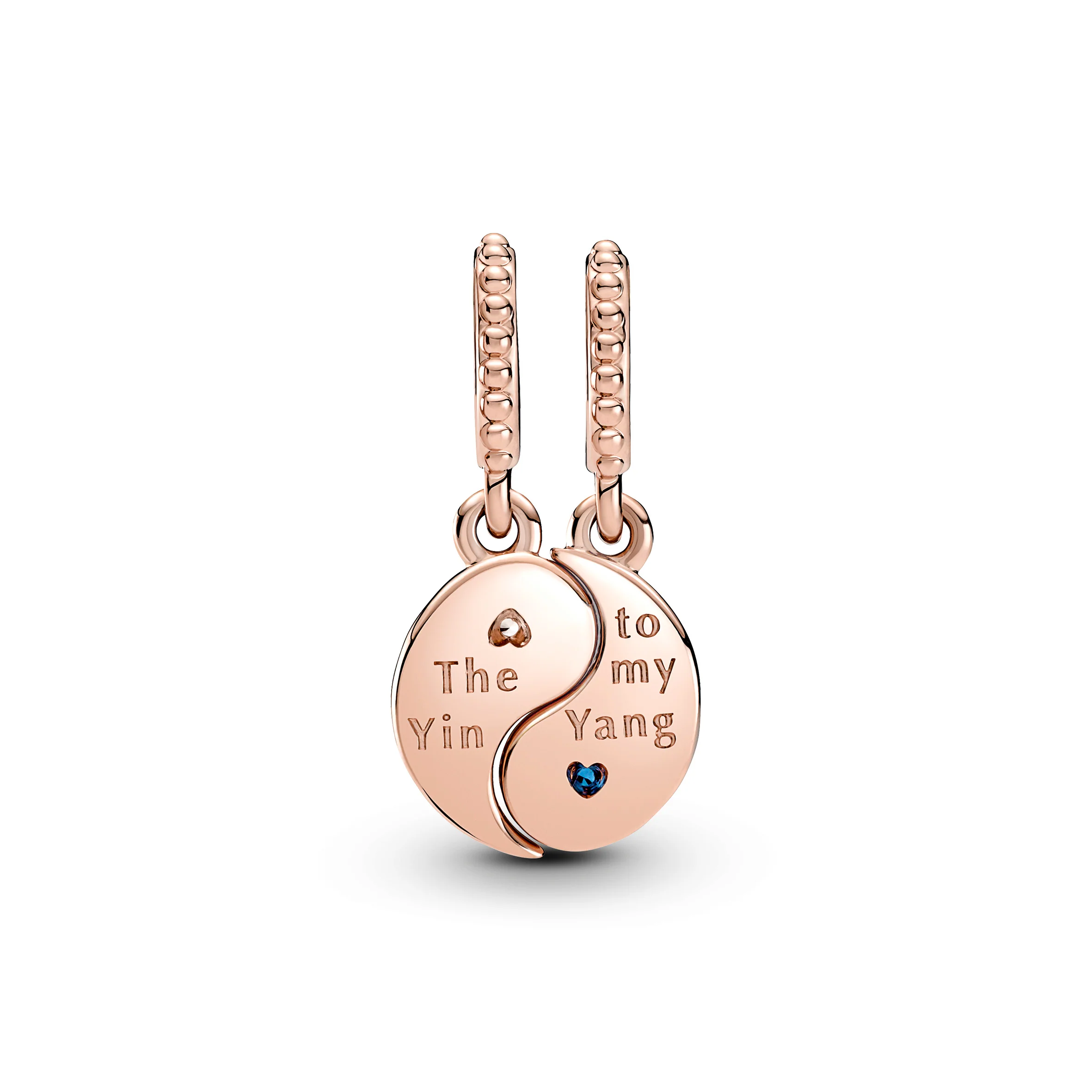Yin And Yang 14K Rose Gold-Plated Splitable Dangle With Clear Cz, True Blue Crystal, Shimmering Silver White And Blue Enamel - Image 6