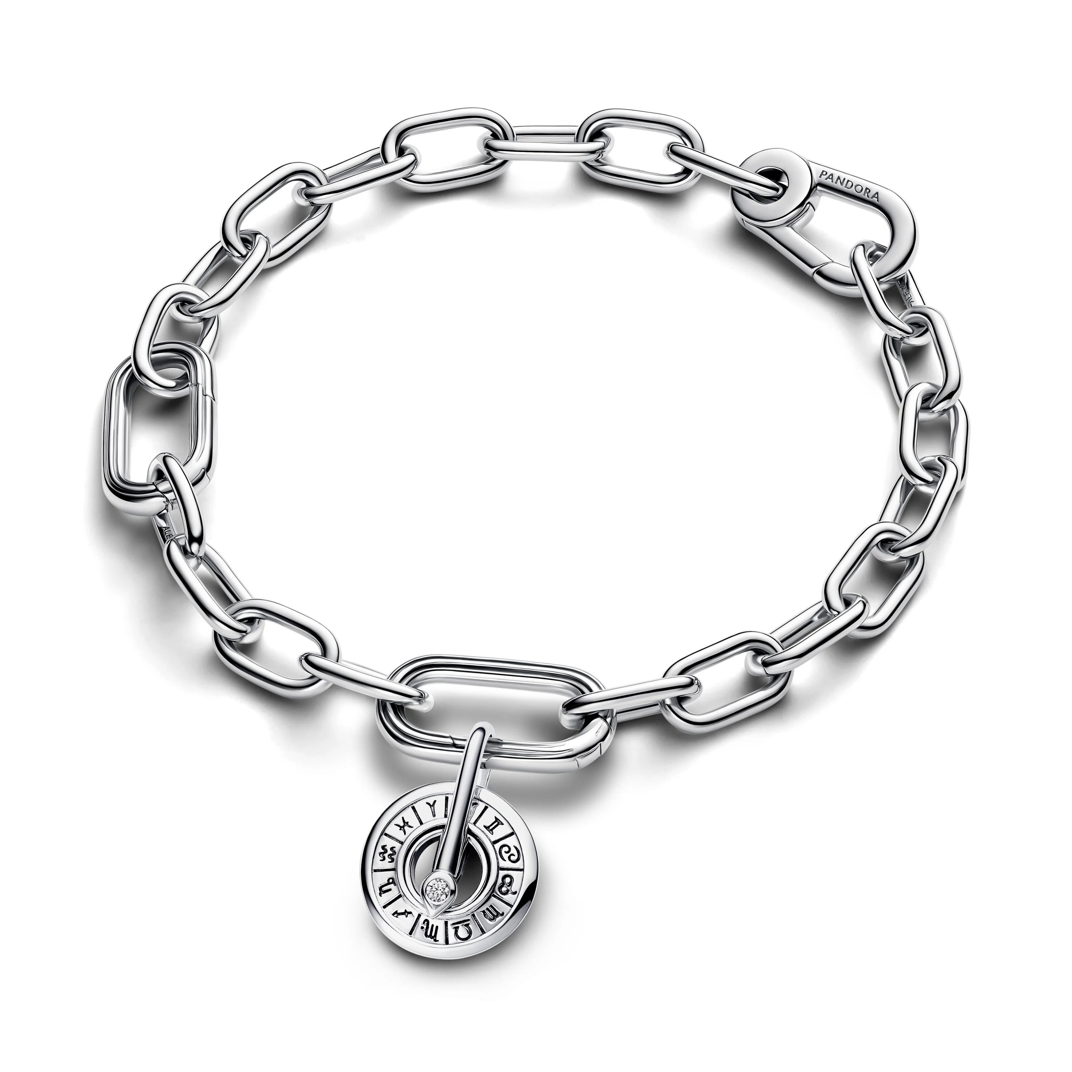 Zodiac Wheel Sterling Silver Medallion With Clear Cubic Zirconia - Image 5
